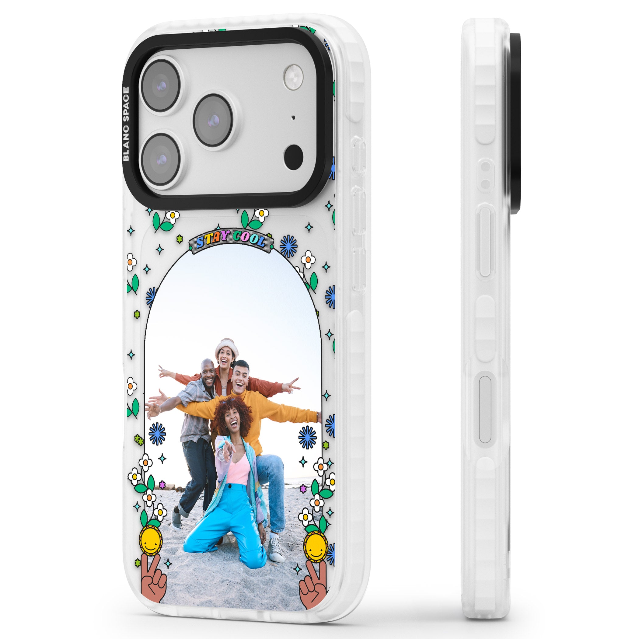 Personalised Summer Photo Frame iPhone 17 Pro Impact Clear Phone Case Side Profile