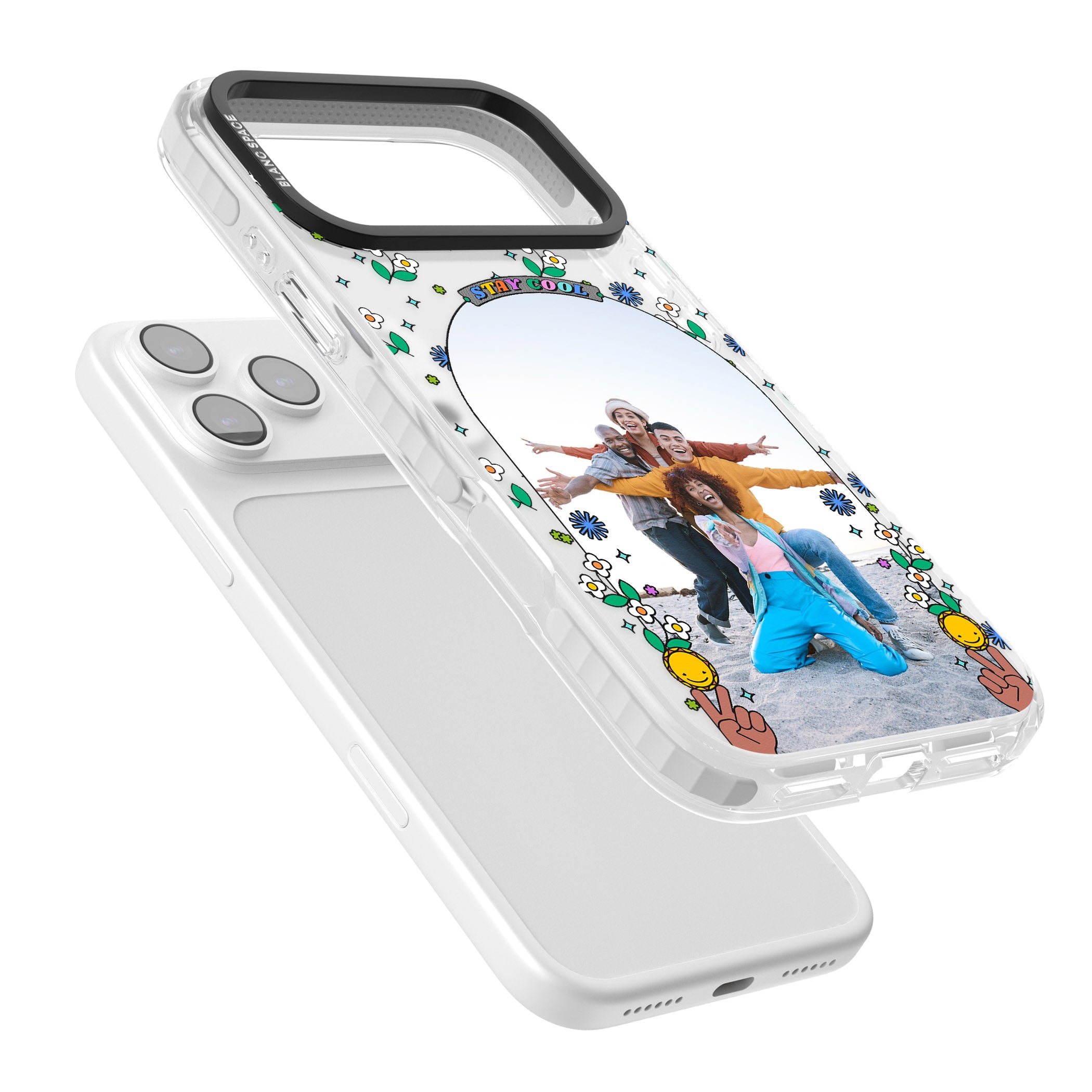 Personalised Summer Photo Frame iPhone 17 Pro Impact Clear Phone Case Colours