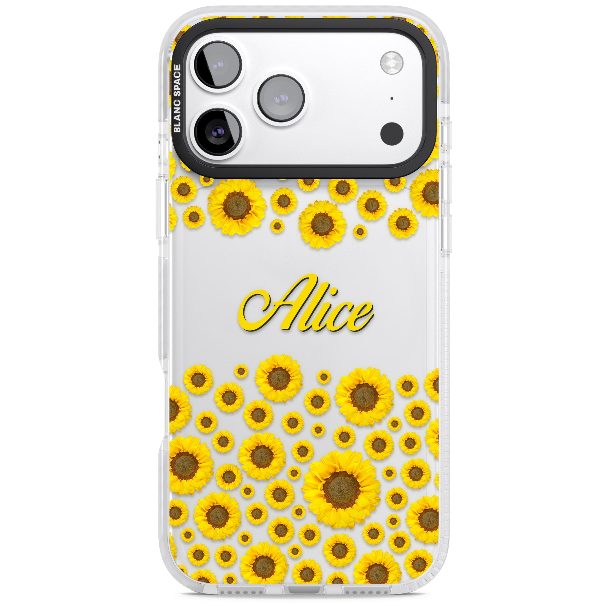 Personalised Sunflowers iPhone 17 Pro Impact Clear Phone Case