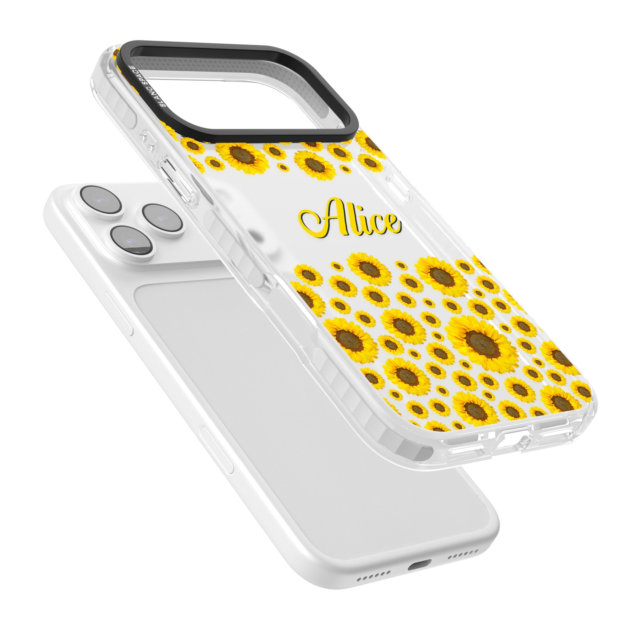 Personalised Sunflowers iPhone 17 Pro Max Impact Clear Phone Case Colours