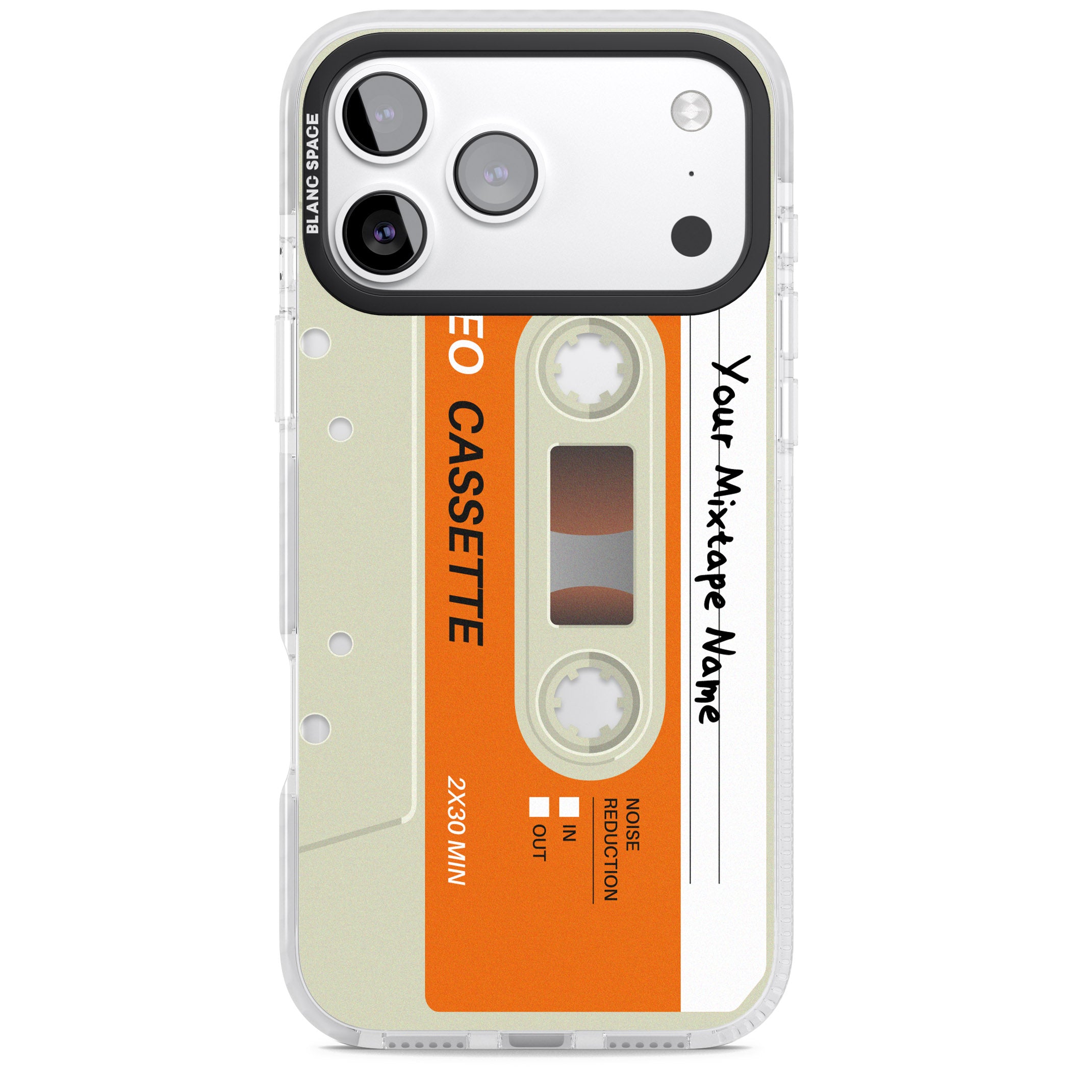 Personalised Retro Cassette Classic iPhone 17 Pro Impact Clear Phone Case