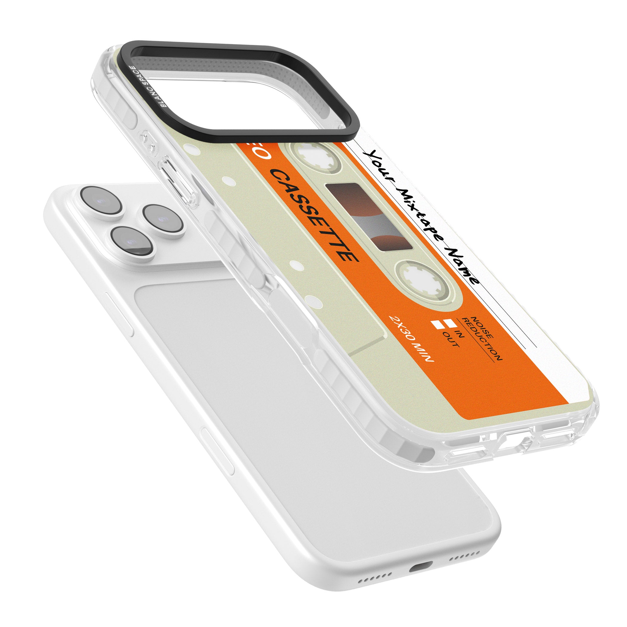 Personalised Retro Cassette Classic iPhone 17 Pro Impact Clear Phone Case Colours