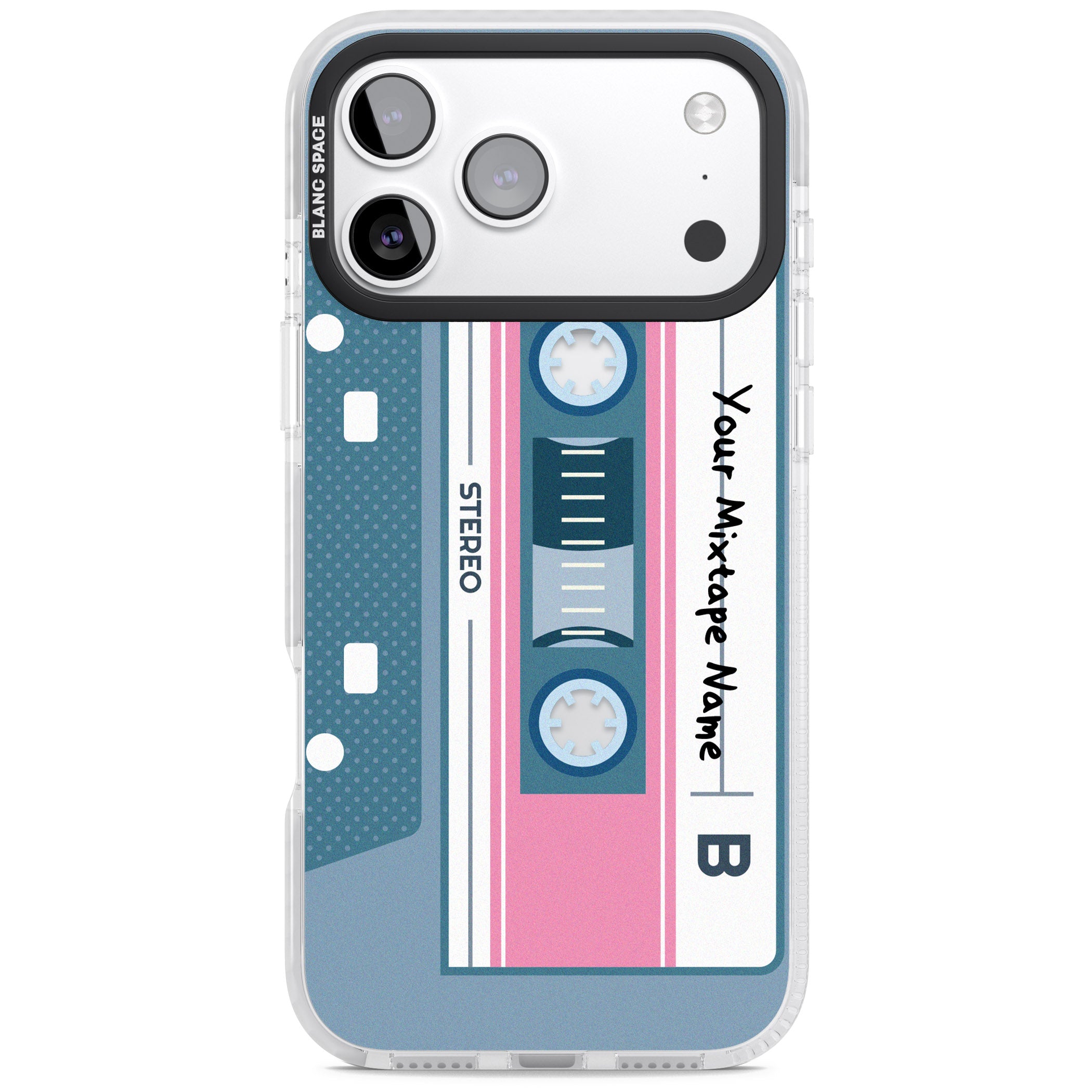 Personalised Retro Cassette Mixtape iPhone 17 Pro Impact Clear Phone Case