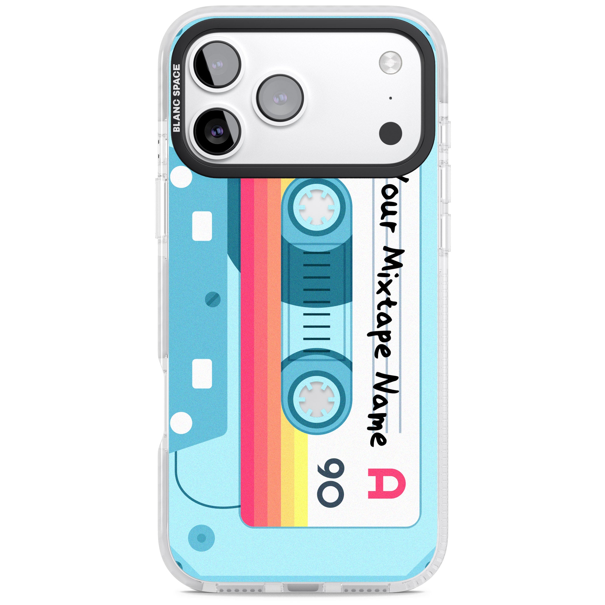 Personalised Retro Mixtape Sporty iPhone 17 Pro Impact Clear Phone Case