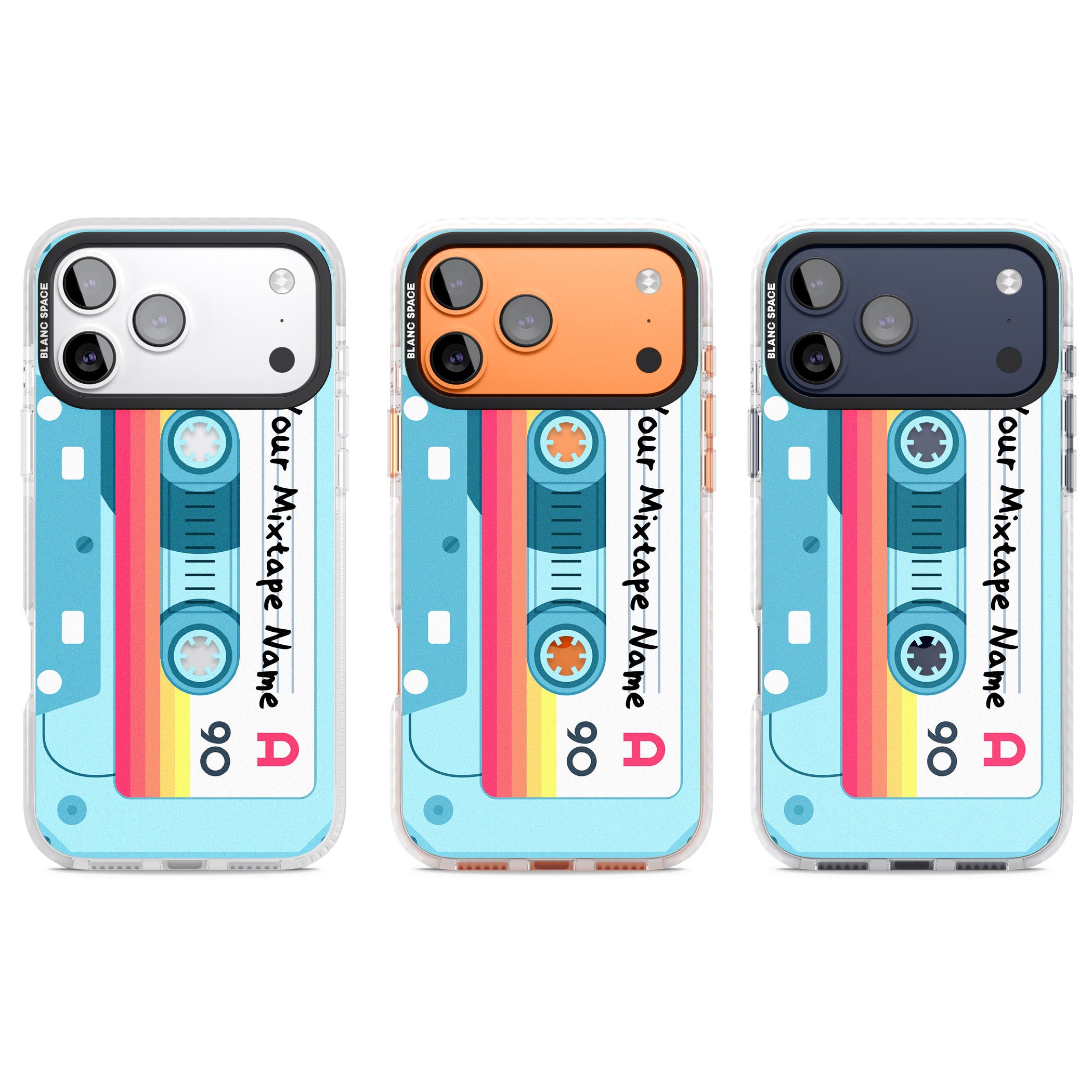 Personalised Retro Mixtape Sporty iPhone 17 Pro Impact Clear Phone Case APT Impact Protection