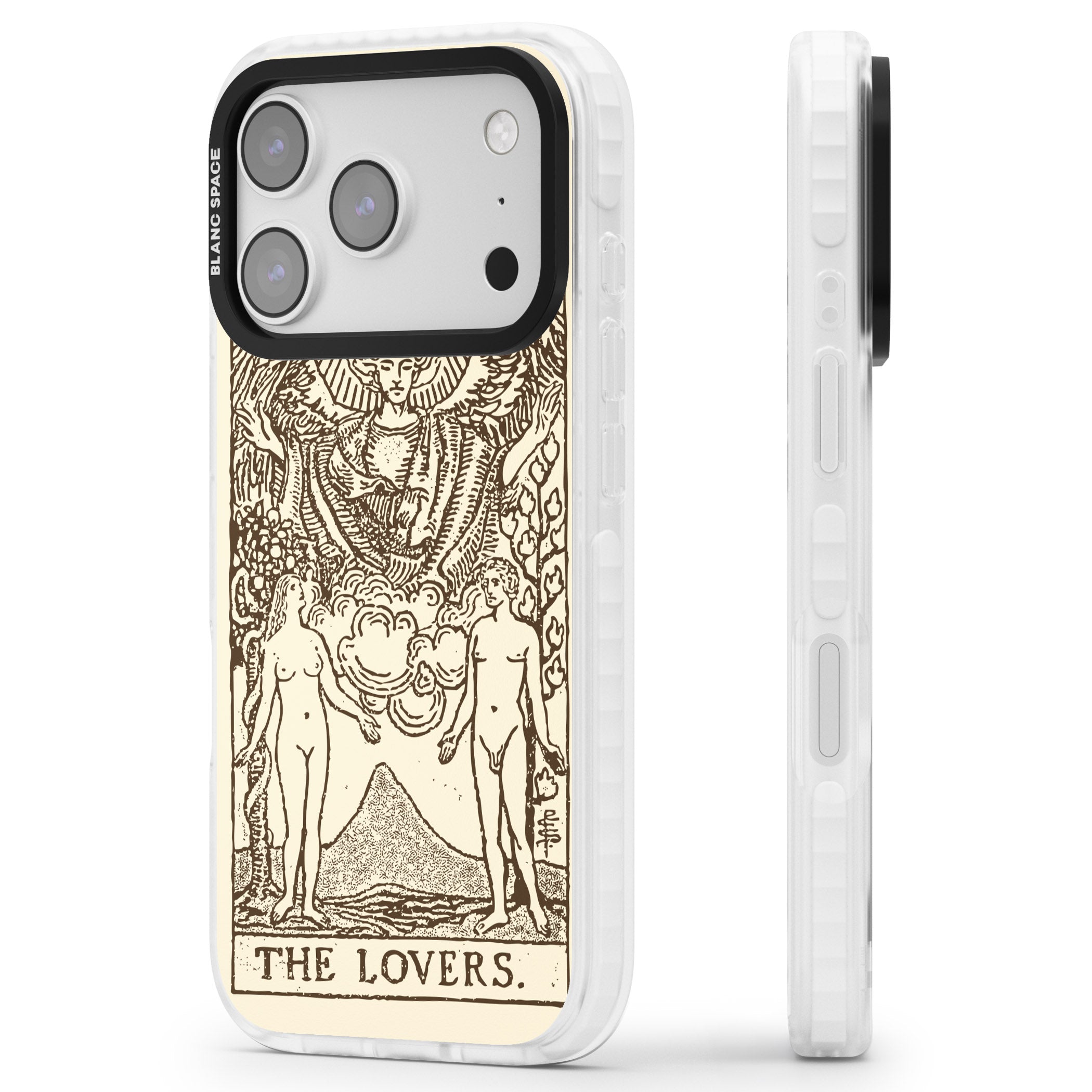 Personalised The Lovers Tarot Card (Cream) iPhone 17 Pro Impact Clear Phone Case Side Profile