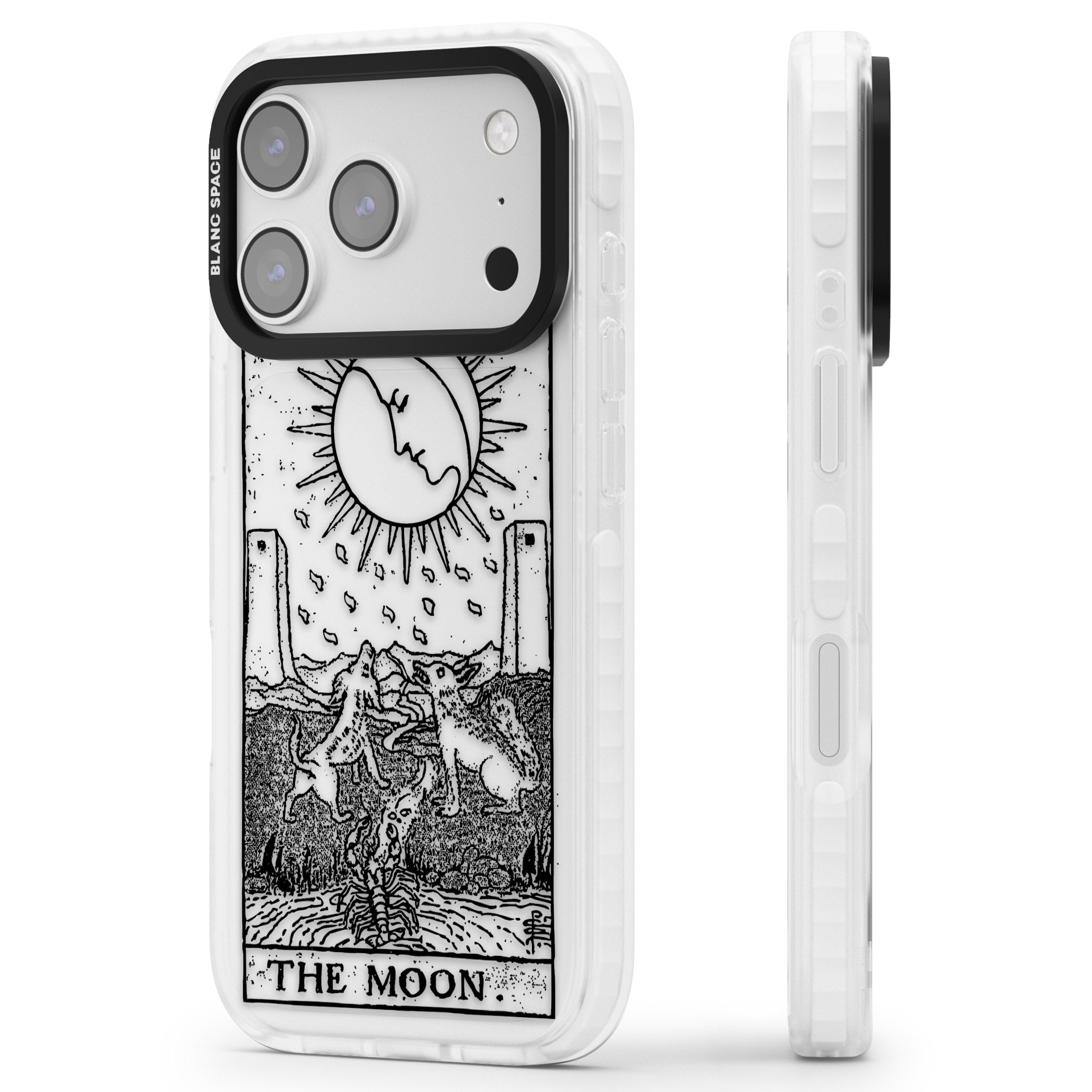 Personalised The Moon Tarot Card (Clear) iPhone 17 Pro Impact Clear Phone Case Side Profile