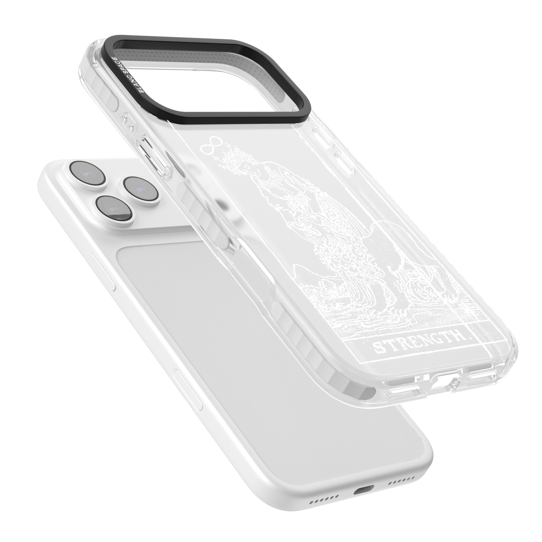 Personalised Strength Tarot Card (White) iPhone 17 Pro Impact Clear Phone Case Colours