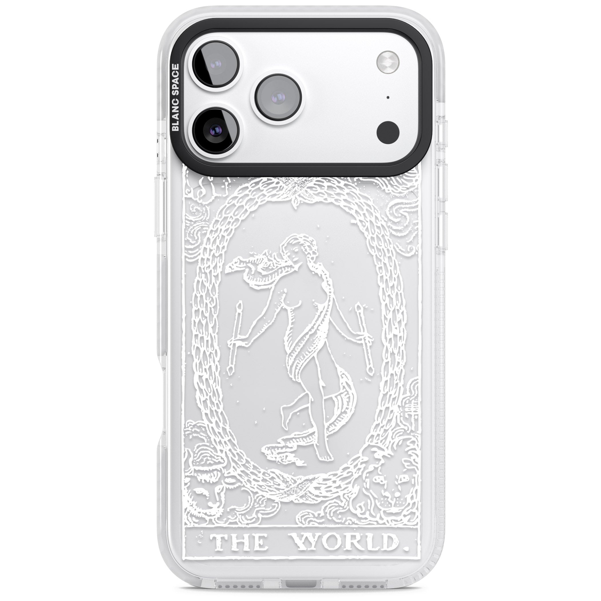 Personalised The World Tarot Card (White) iPhone 17 Pro Impact Clear Phone Case