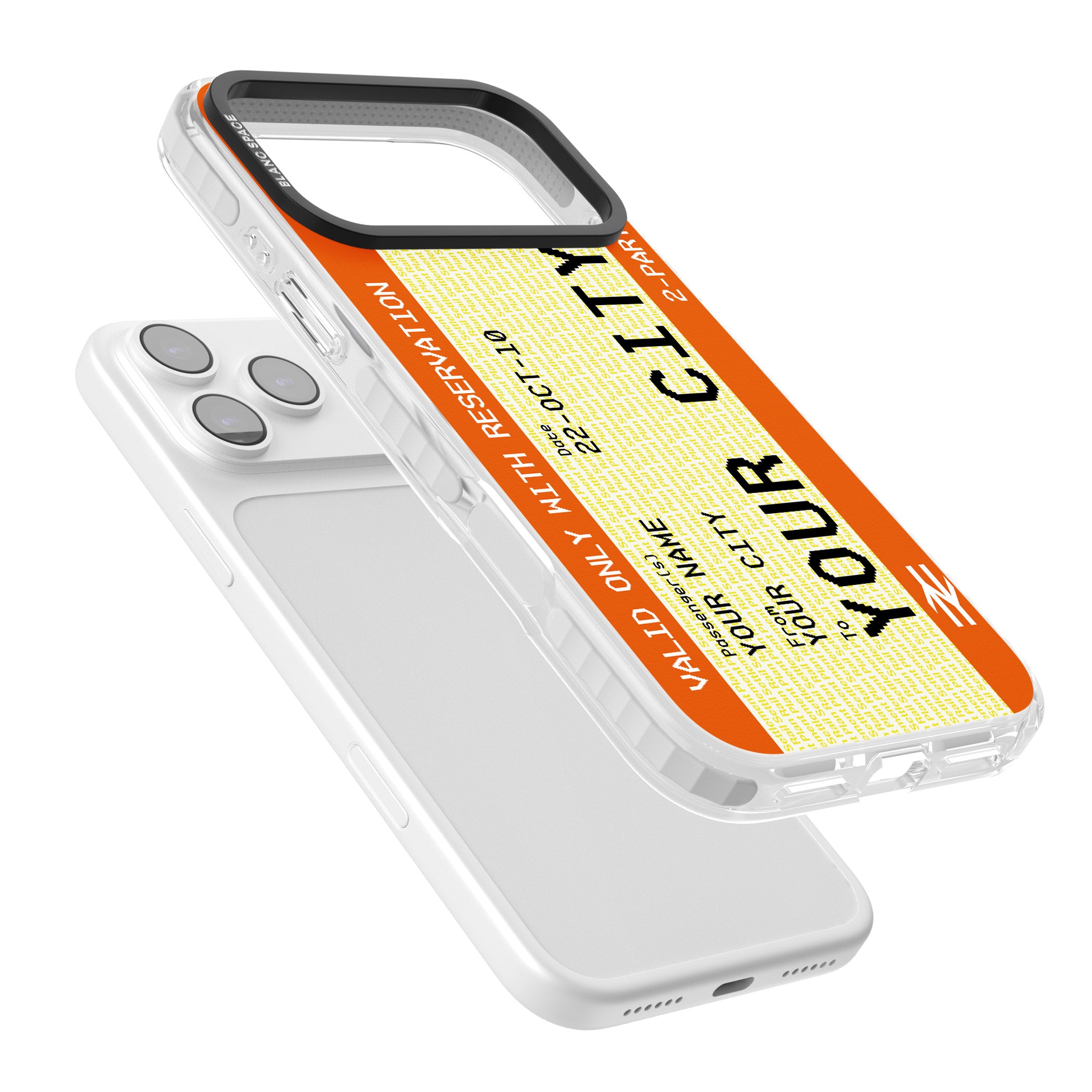 Personalised Create Your Own Train Ticket iPhone 17 Pro Impact Clear Phone Case Colours