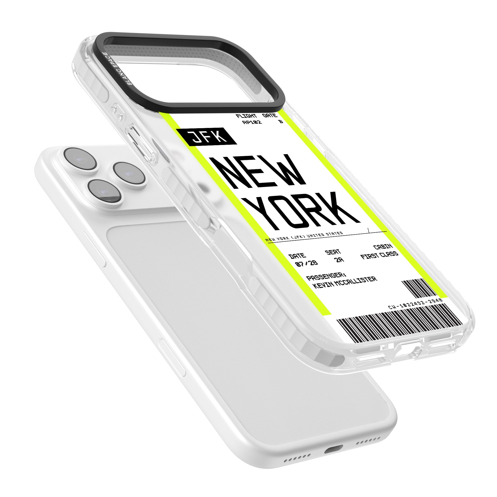 Personalised New York Boarding Pass iPhone 17 Pro Impact Clear Phone Case Colours