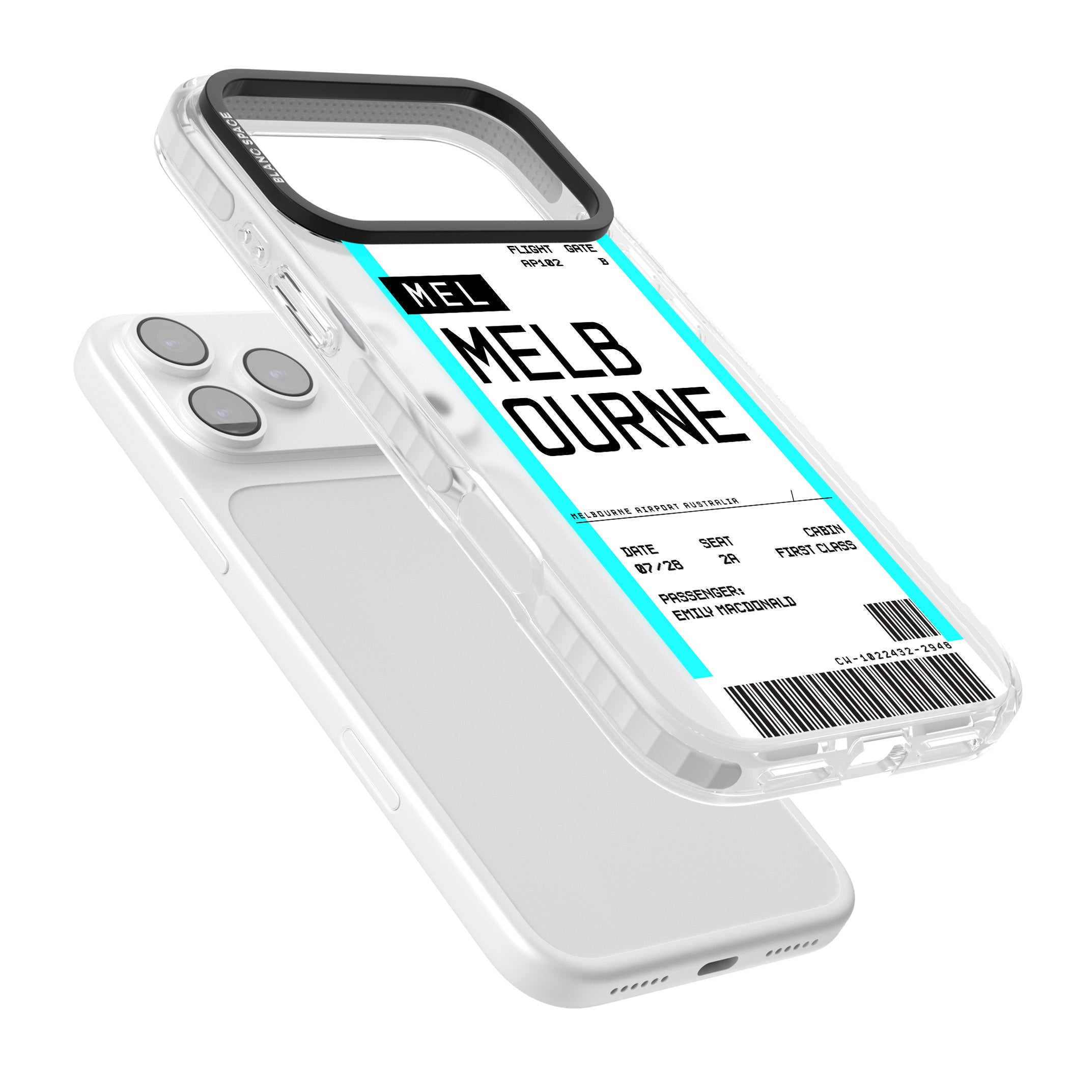 Personalised Melbourne Boarding Pass iPhone 17 Pro Impact Clear Phone Case Colours