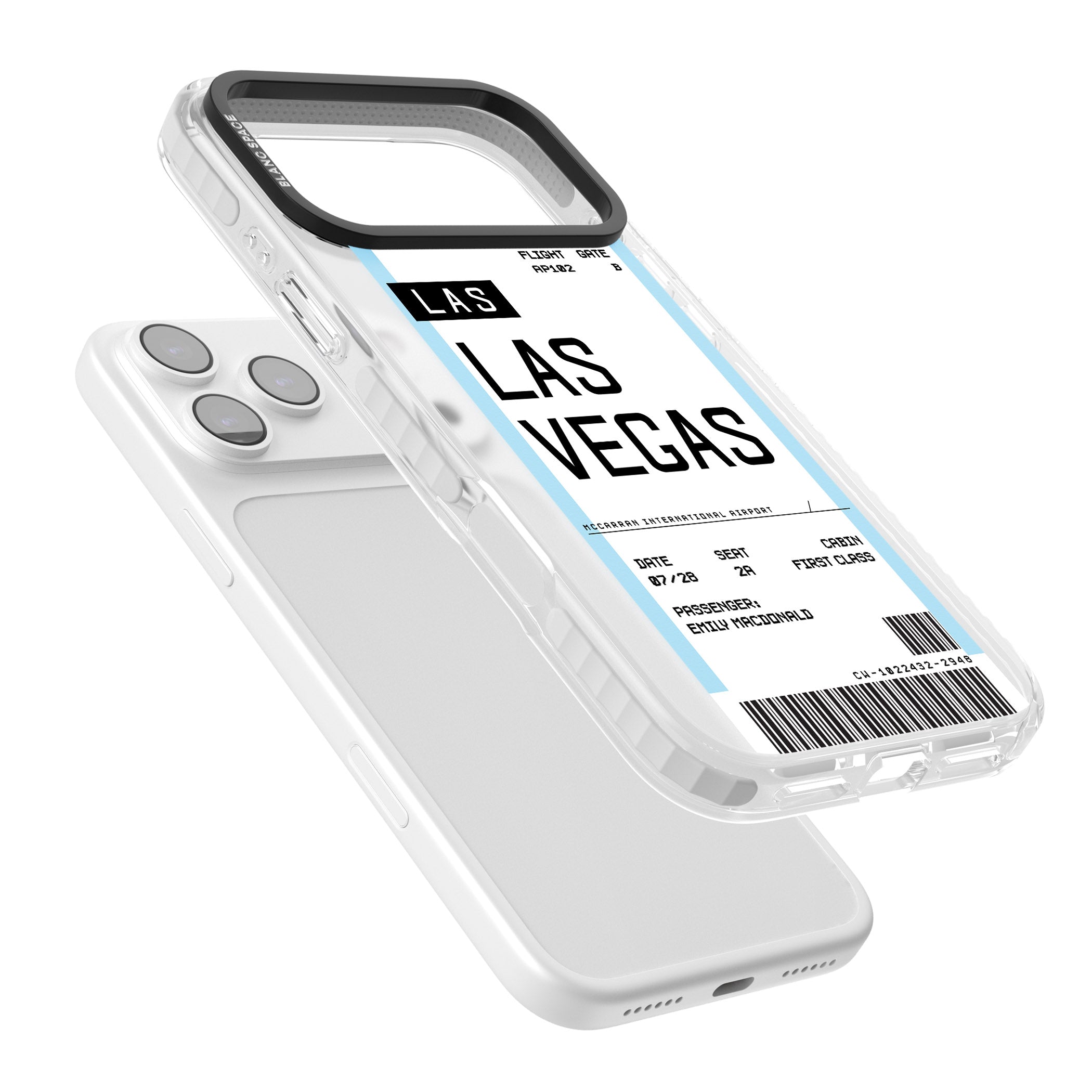 Personalised Las Vegas Boarding Pass iPhone 17 Pro Impact Clear Phone Case Colours