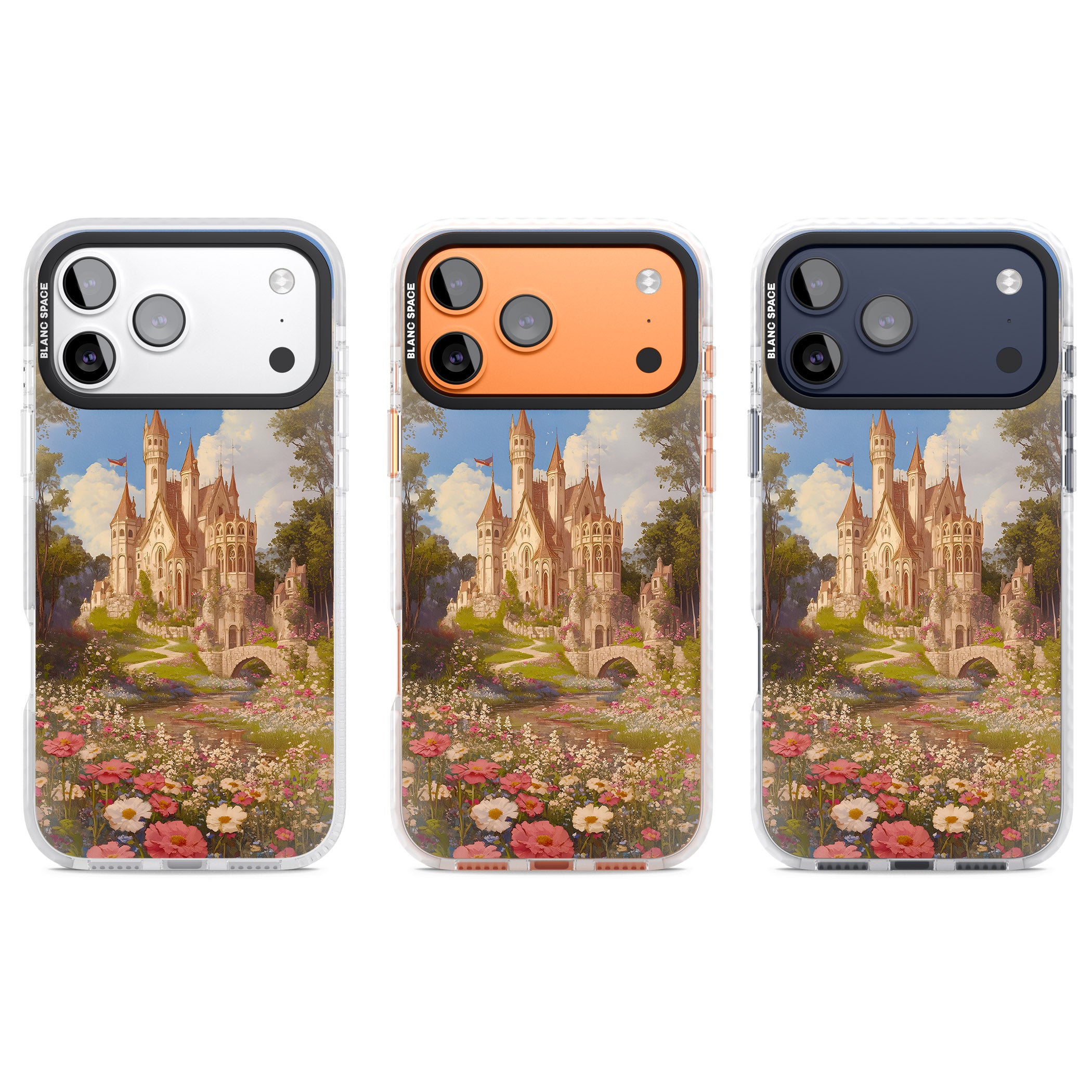 Castle Flower Fields iPhone 17 Pro Impact Clear Phone Case APT Impact Protection