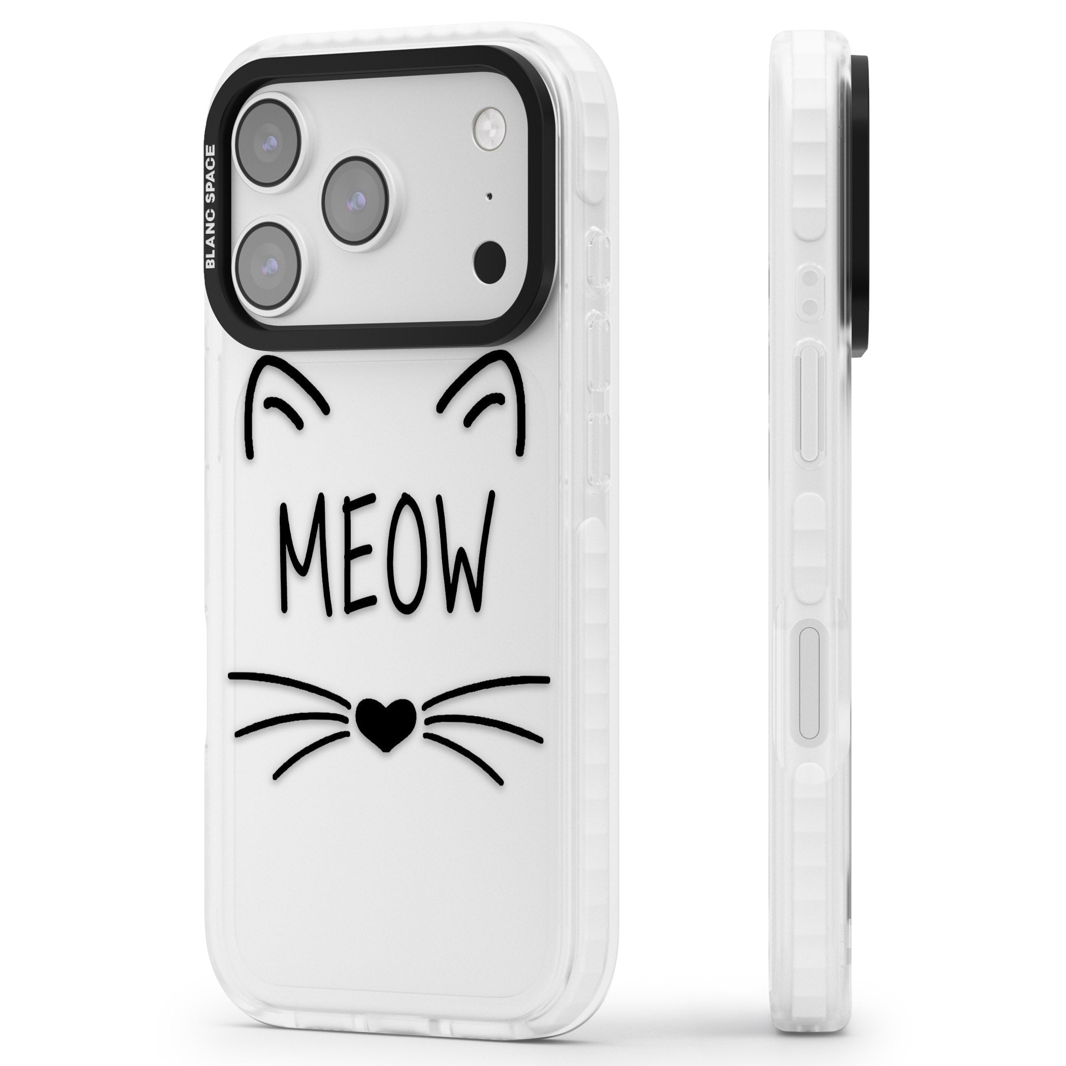 Cat Whiskers iPhone 17 Pro Impact Clear Phone Case Side Profile