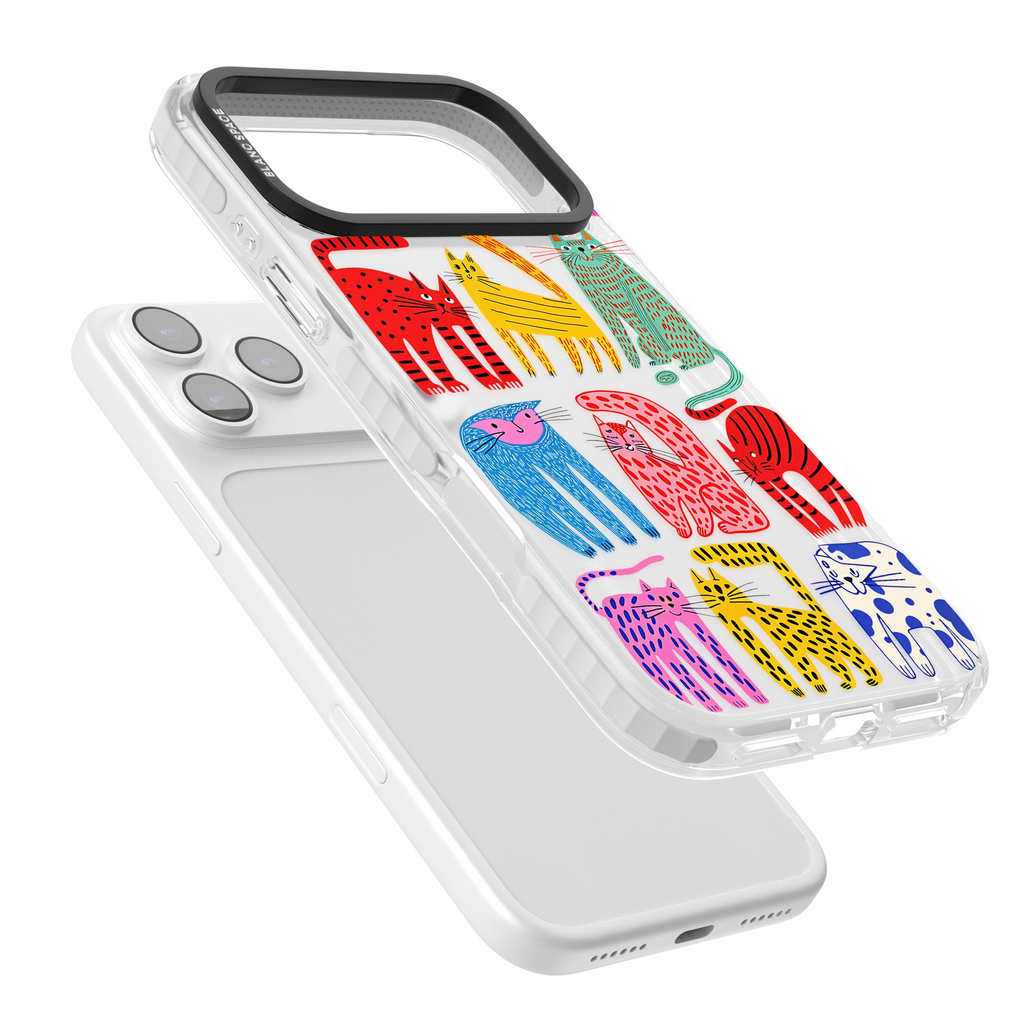 Abstract Colourful Cats iPhone 17 Pro Impact Clear Phone Case Colours