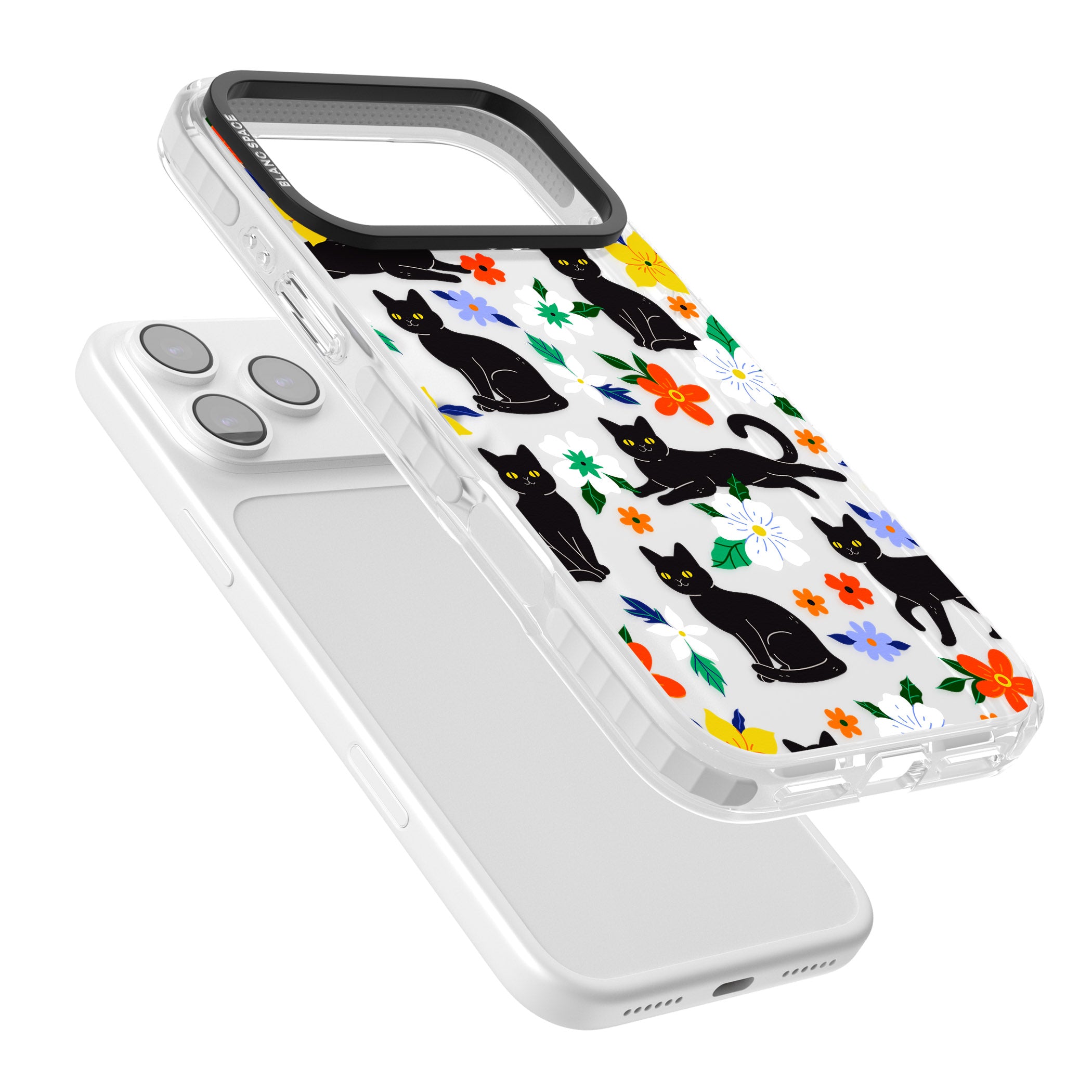 Cats Flowers iPhone 17 Pro Impact Clear Phone Case Colours