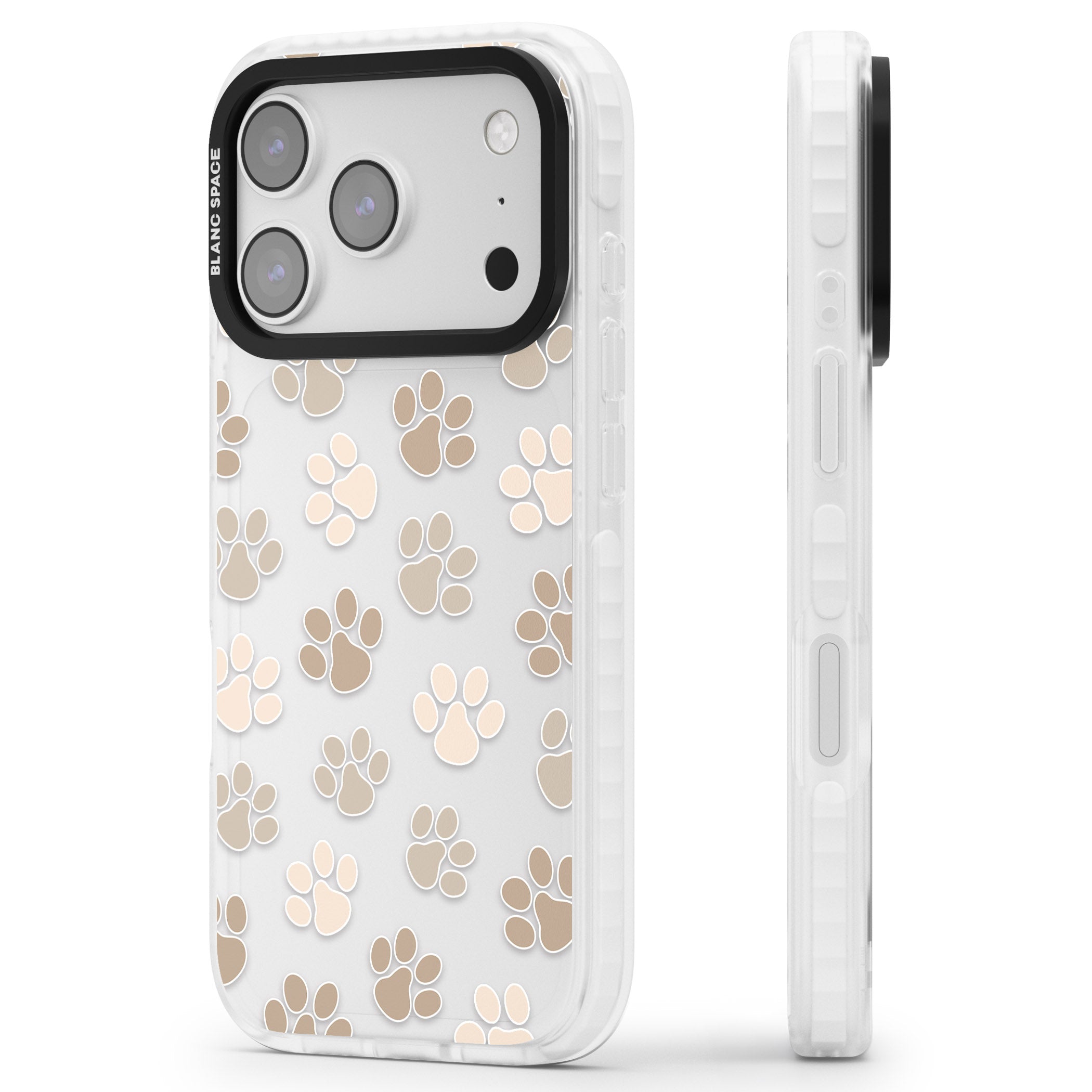 Paw Prints iPhone 17 Pro Impact Clear Phone Case Side Profile