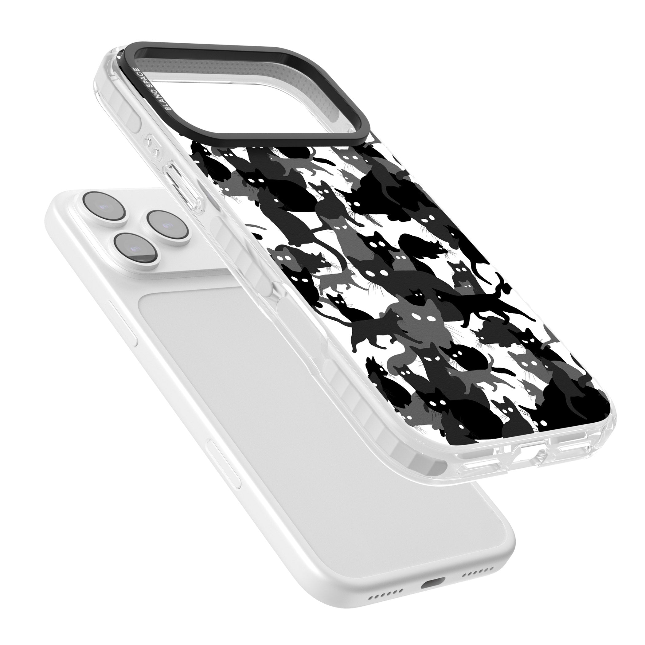 Black & White Cat Camouflage iPhone 17 Pro Impact Clear Phone Case Colours
