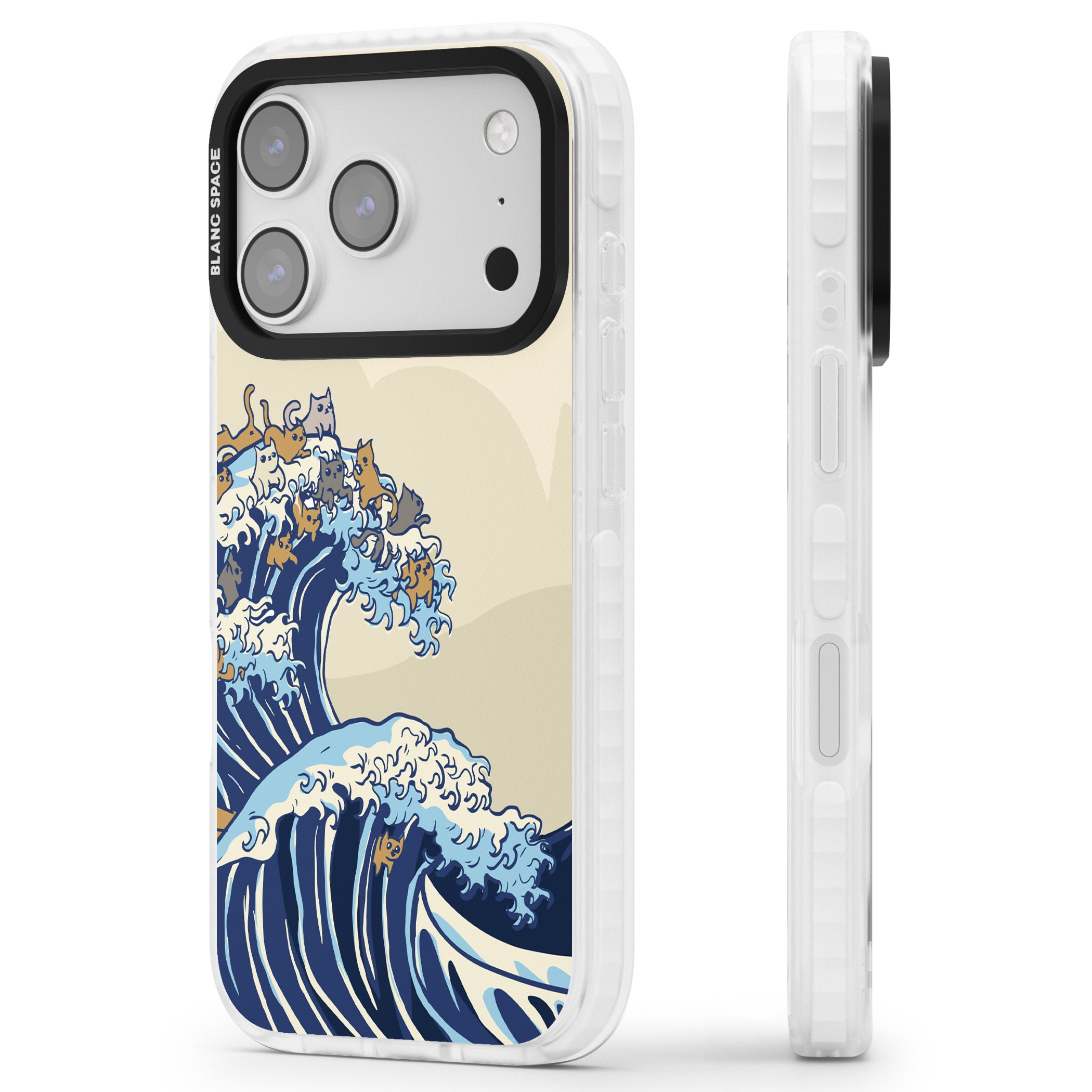 The Great Cat Wave iPhone 17 Pro Impact Clear Phone Case Side Profile