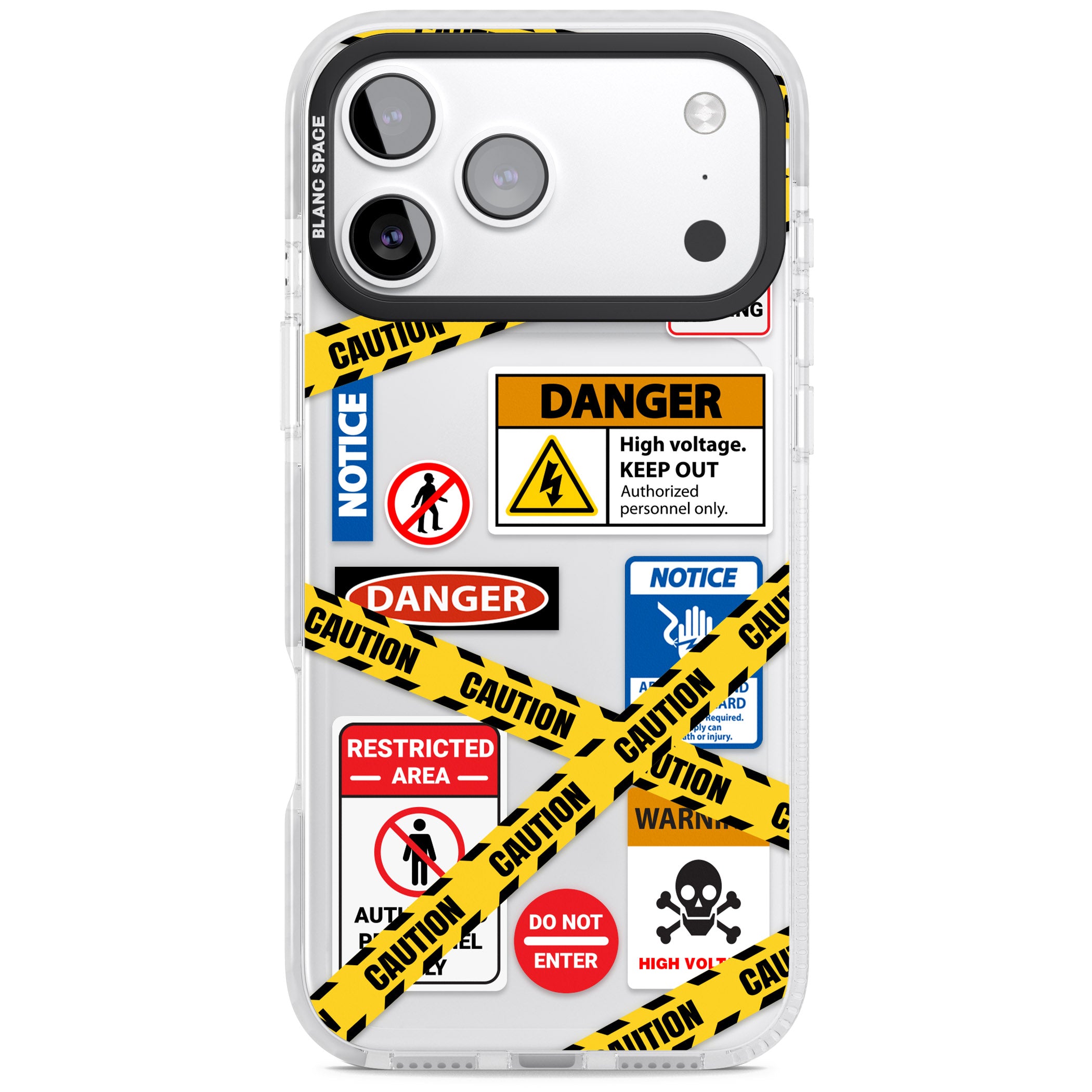 Caution Sign iPhone 17 Pro Impact Clear Phone Case