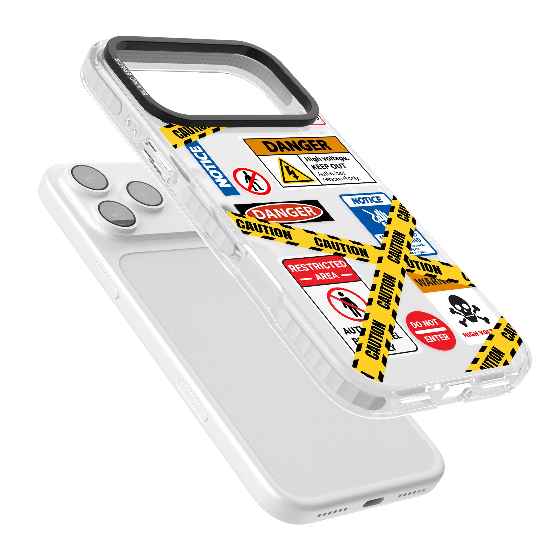 Caution Sign iPhone 17 Pro Impact Clear Phone Case Colours