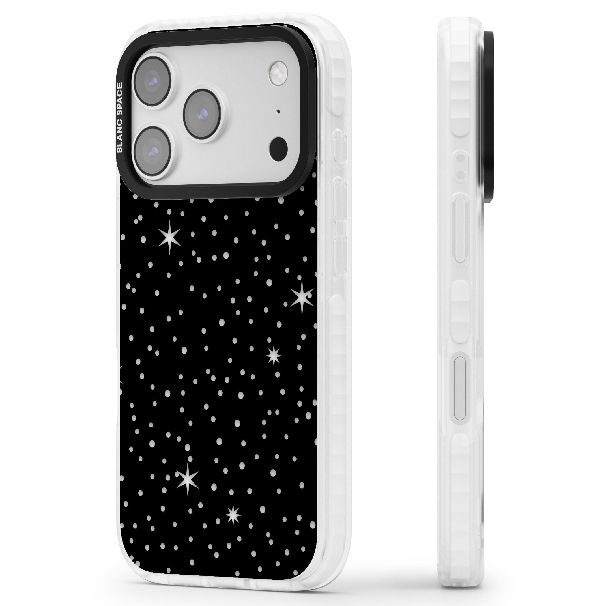 Celestial Cut Out Stars iPhone 17 Pro Impact Clear Phone Case Side Profile