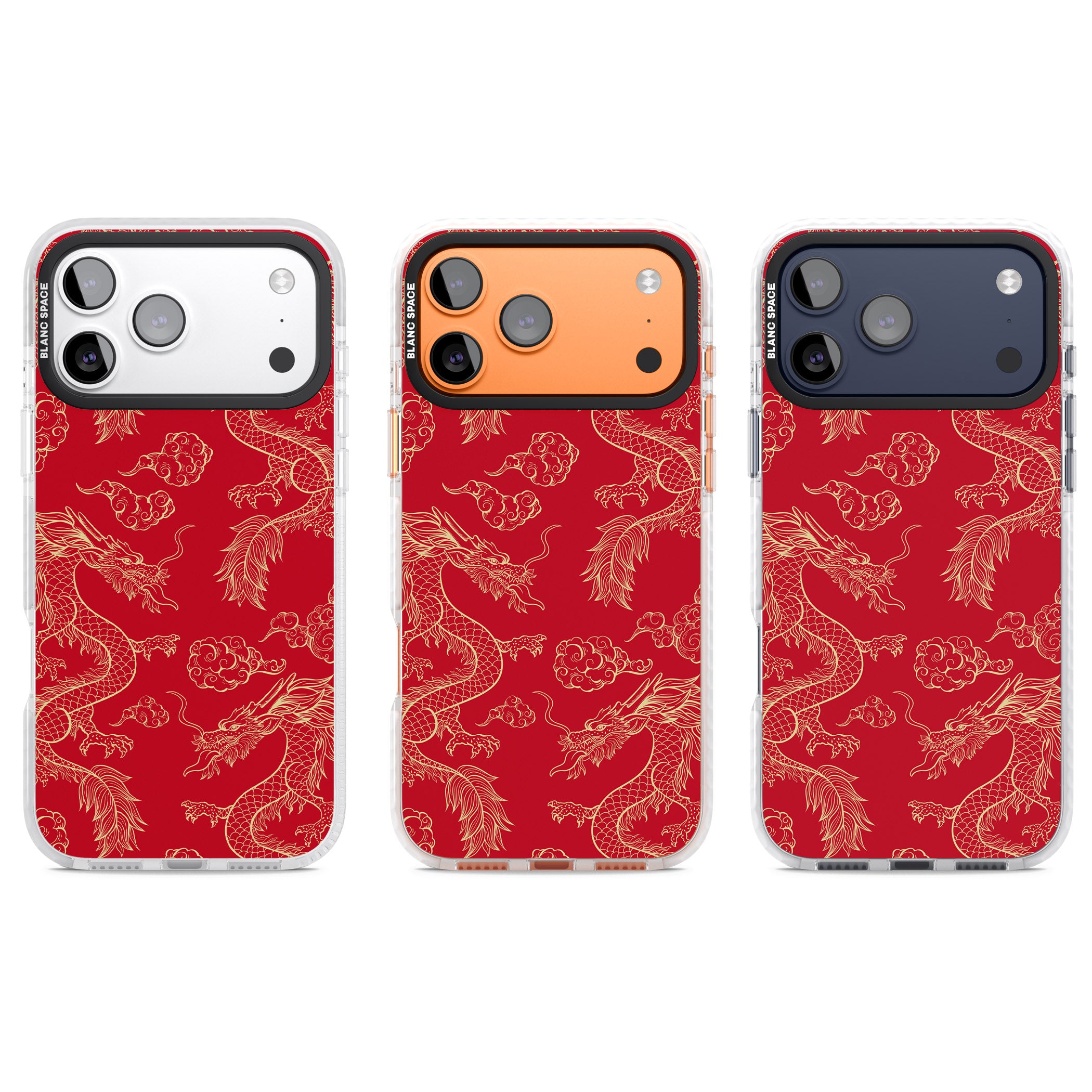 Red And Gold Dragon Pattern iPhone 17 Pro Impact Clear Phone Case APT Impact Protection