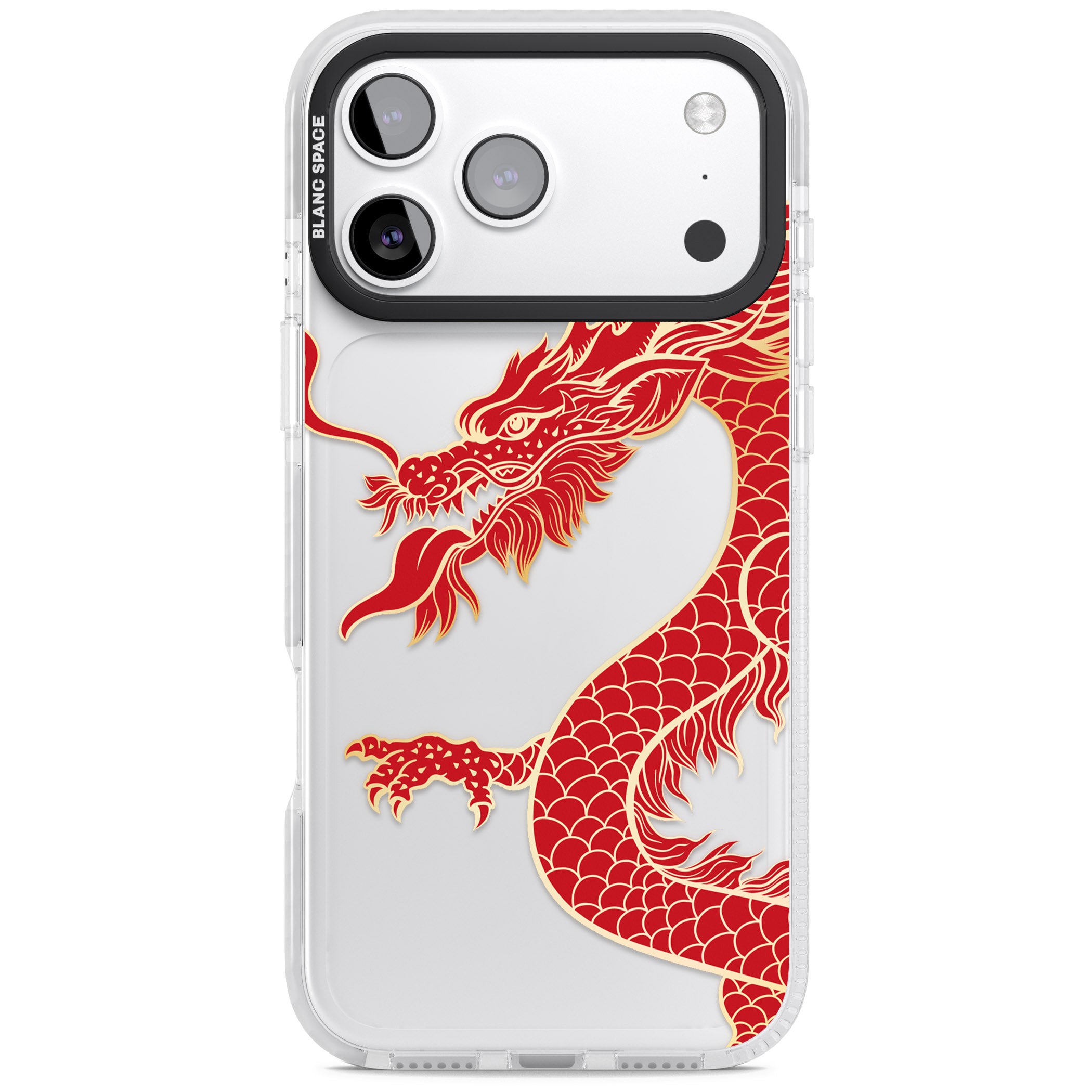 Large Red Dragon iPhone 17 Pro Impact Clear Phone Case