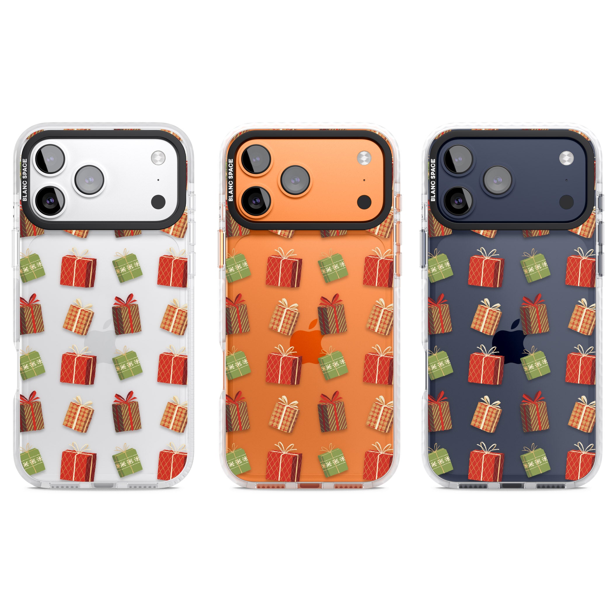 Christmas Presents Pattern iPhone 17 Pro Impact Clear Phone Case APT Impact Protection