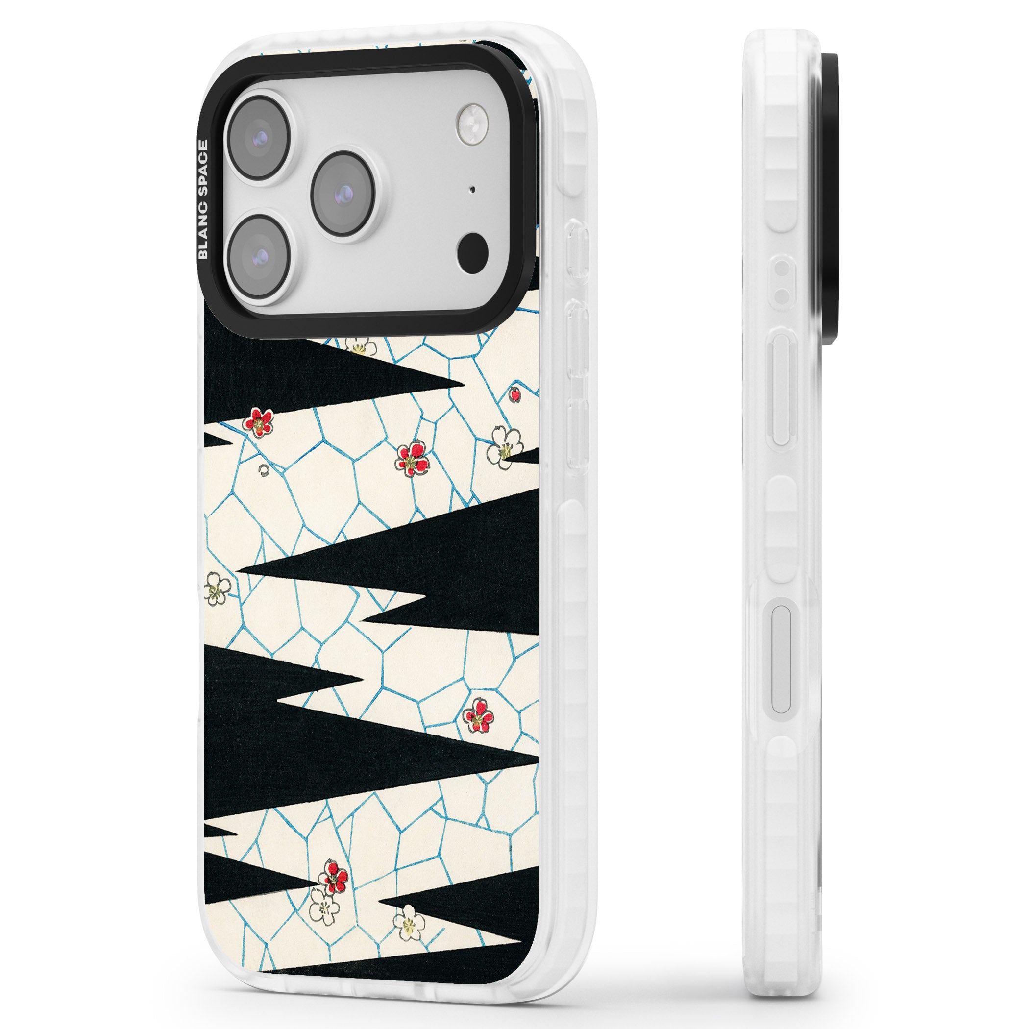 Japanese Flowers By Bijutsu Sekai iPhone 17 Pro Impact Clear Phone Case Side Profile