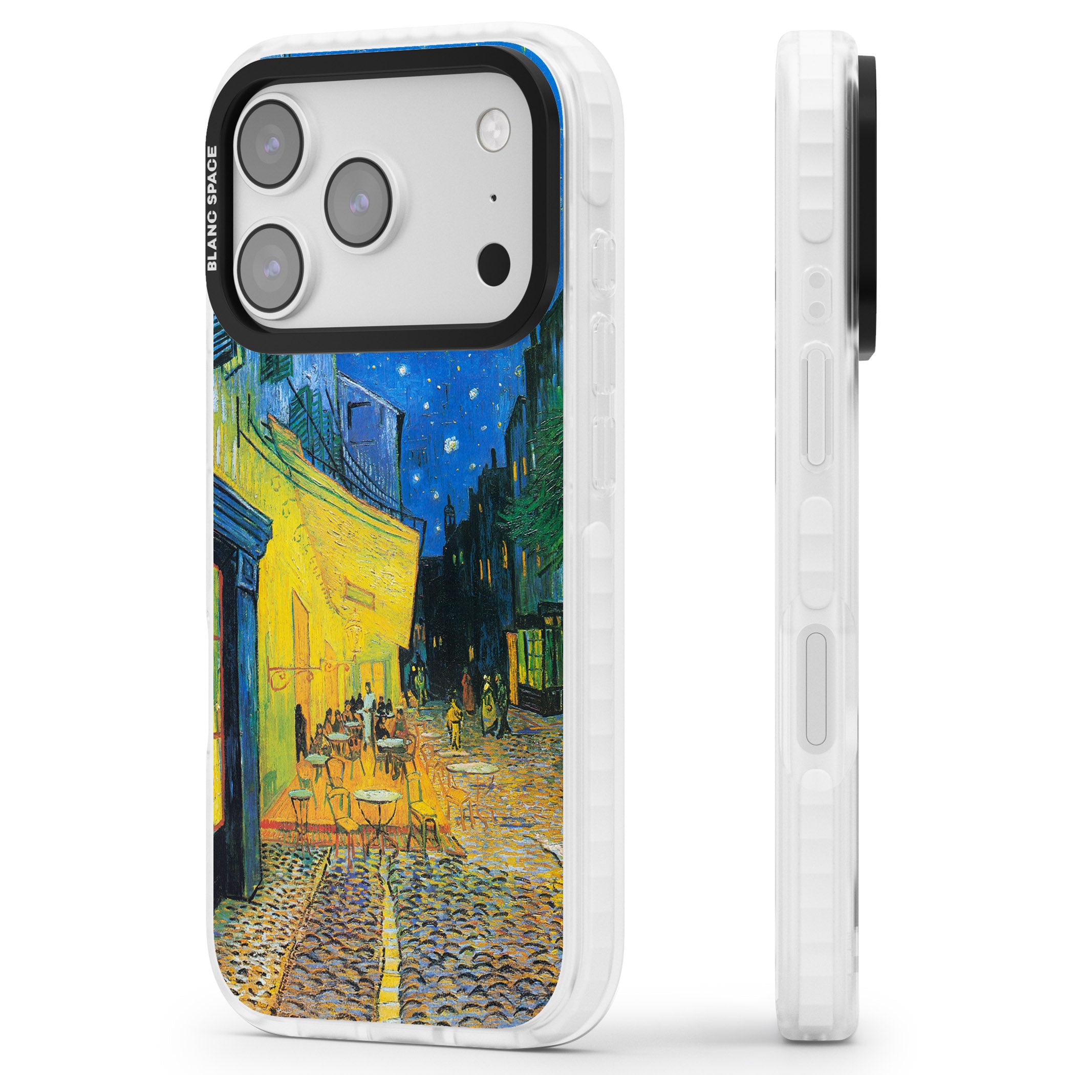 Café Terrace At Night iPhone 17 Pro Impact Clear Phone Case Side Profile