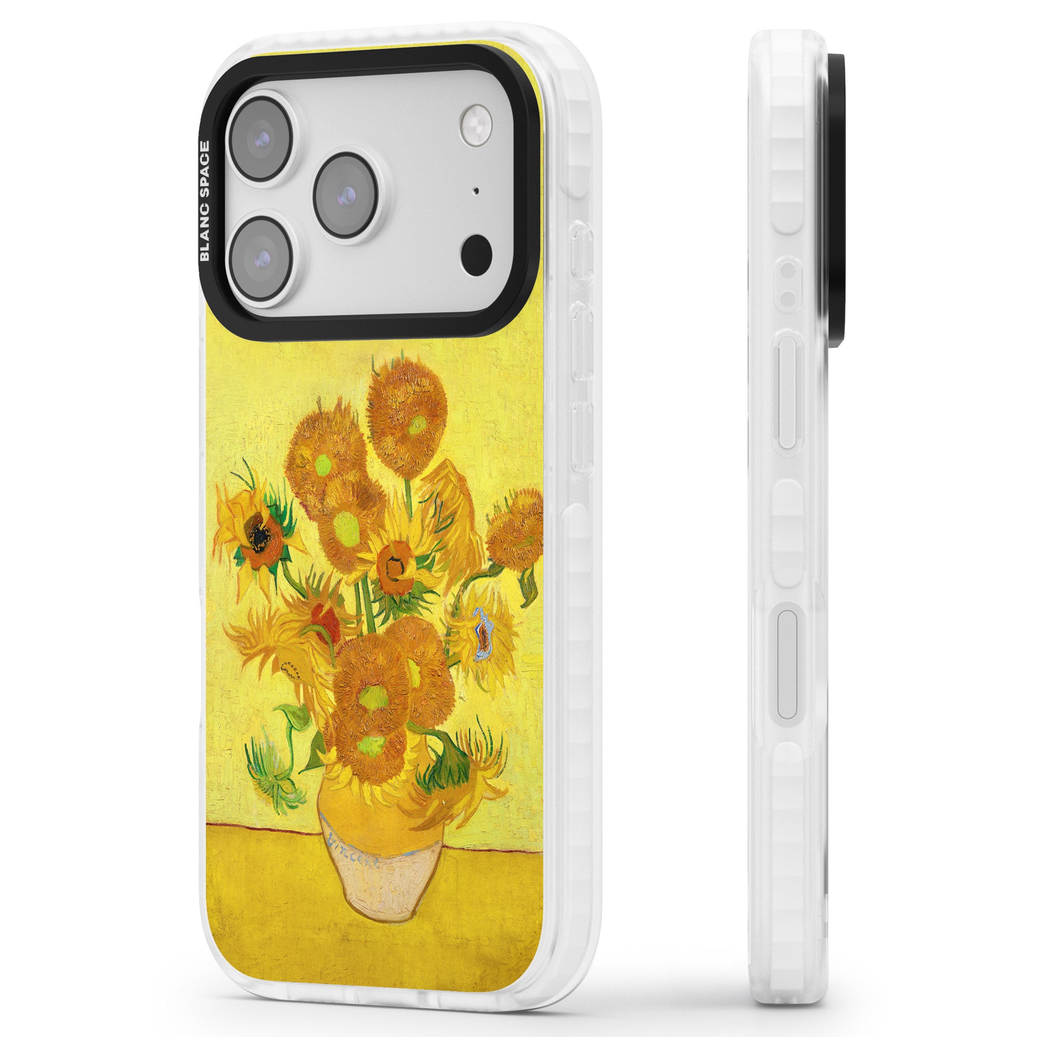 Sunflowers iPhone 17 Pro Impact Clear Phone Case Side Profile