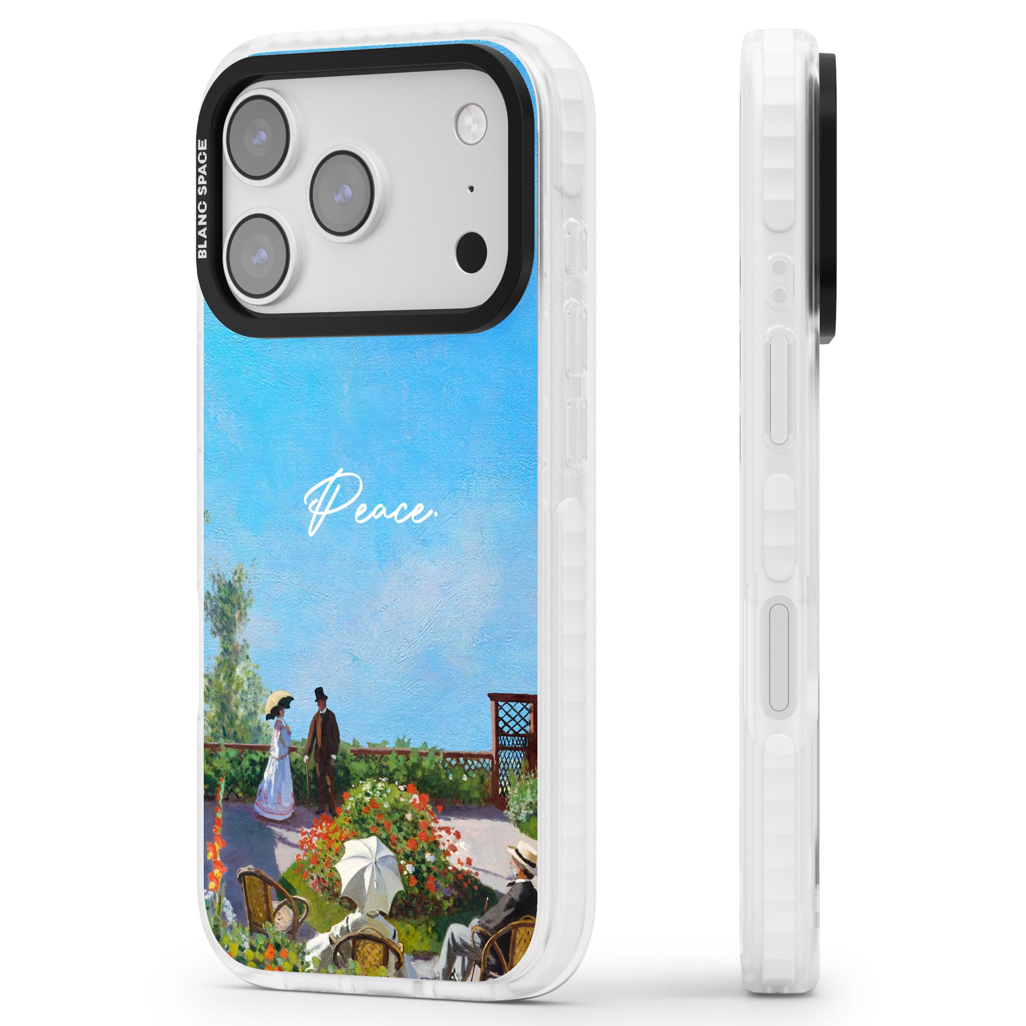 Monet Garden Terrace iPhone 17 Pro Impact Clear Phone Case Side Profile