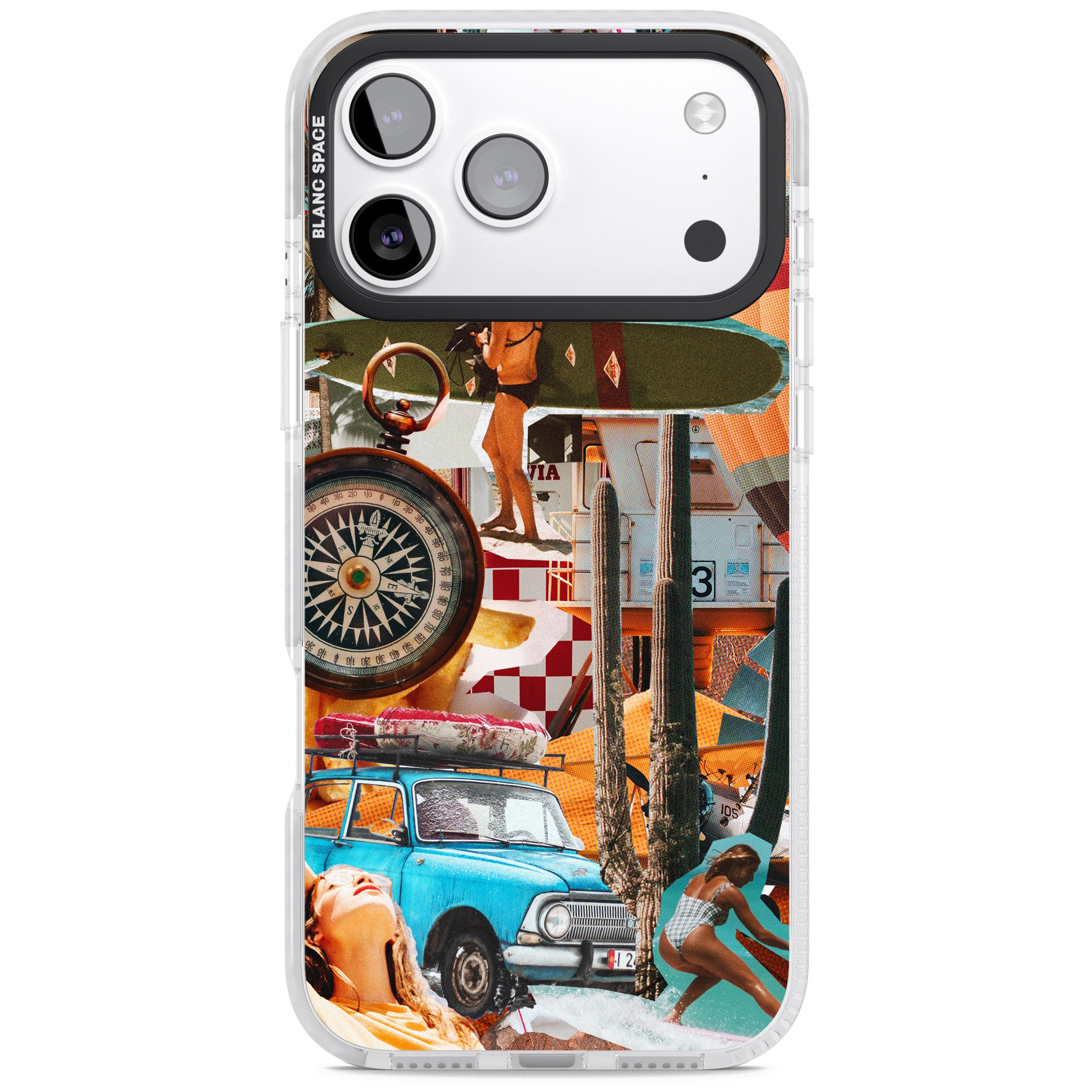 Vintage Collage: Road Trip iPhone 17 Pro Impact Clear Phone Case