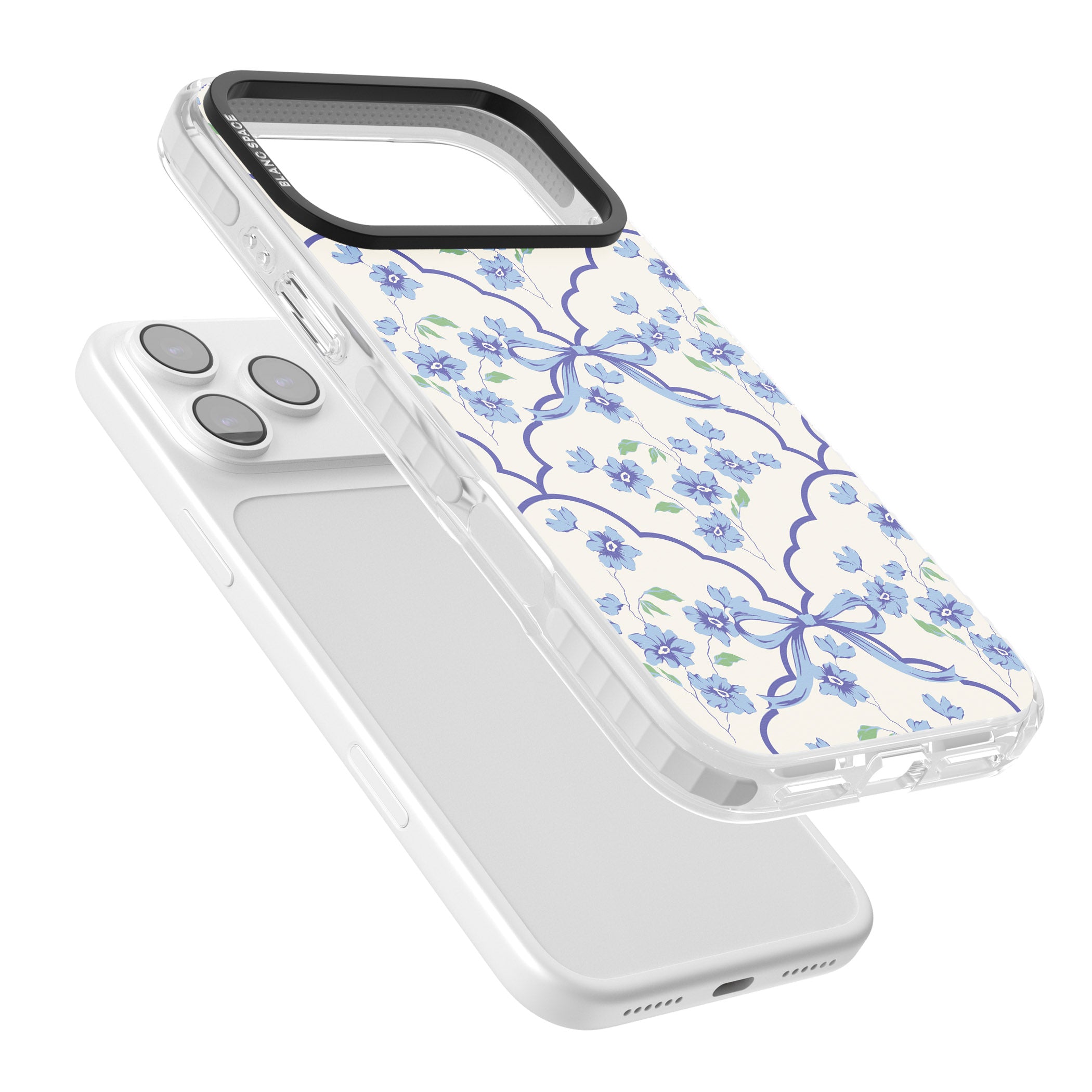 Blue Cottage Floral iPhone 17 Pro Max Impact Clear Phone Case Colours