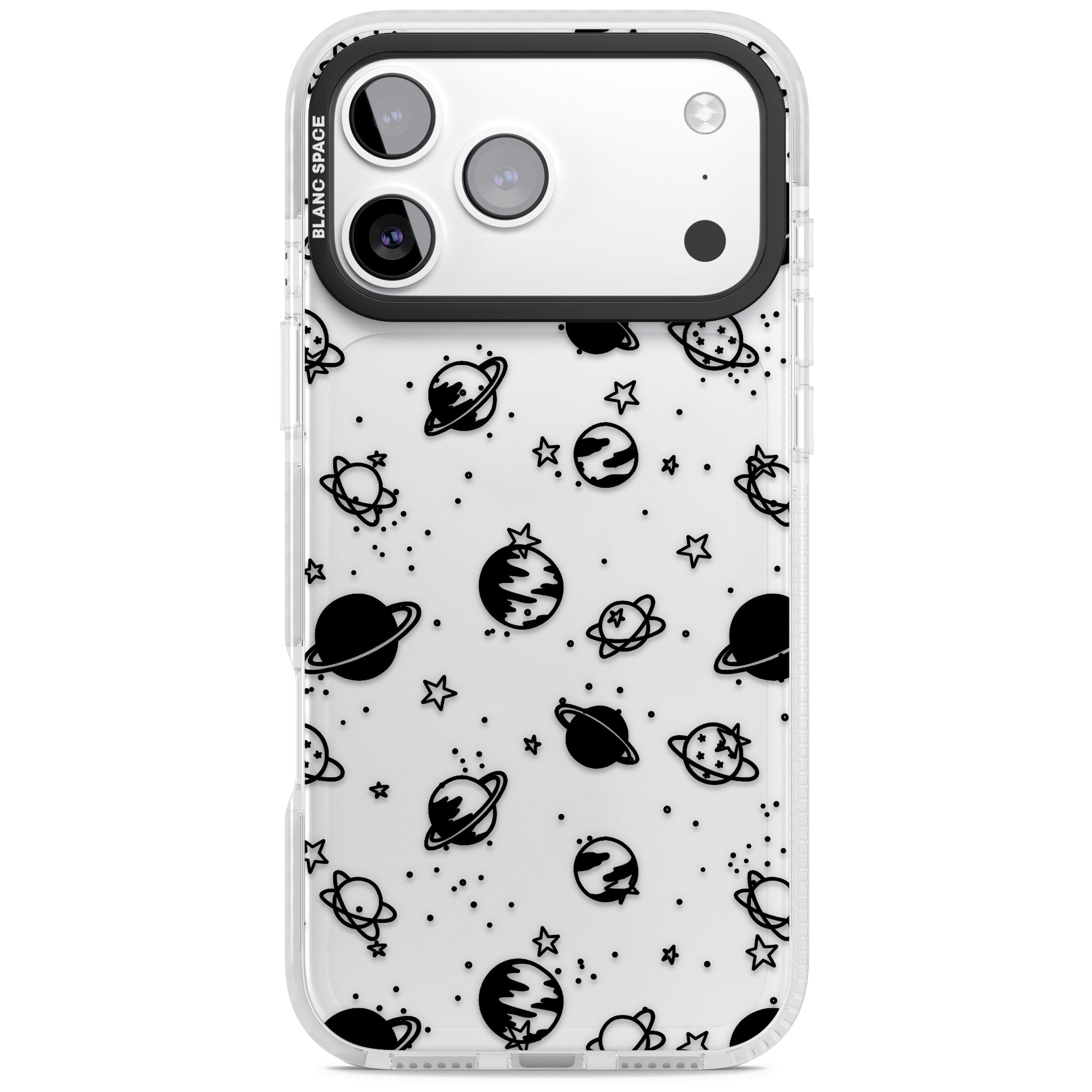 Black Planets iPhone 17 Pro Impact Clear Phone Case