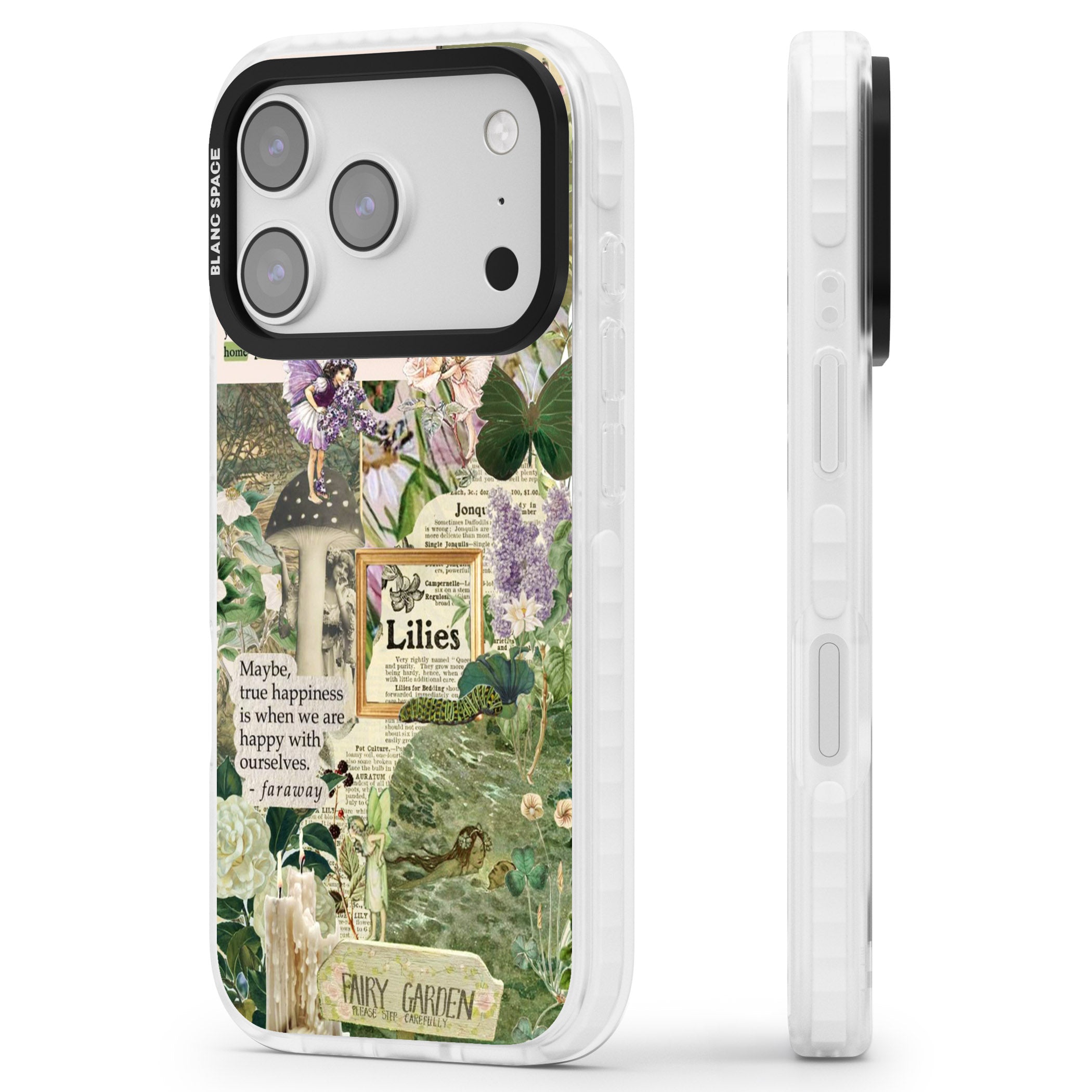 Fairy Garden iPhone 17 Pro Impact Clear Phone Case Side Profile