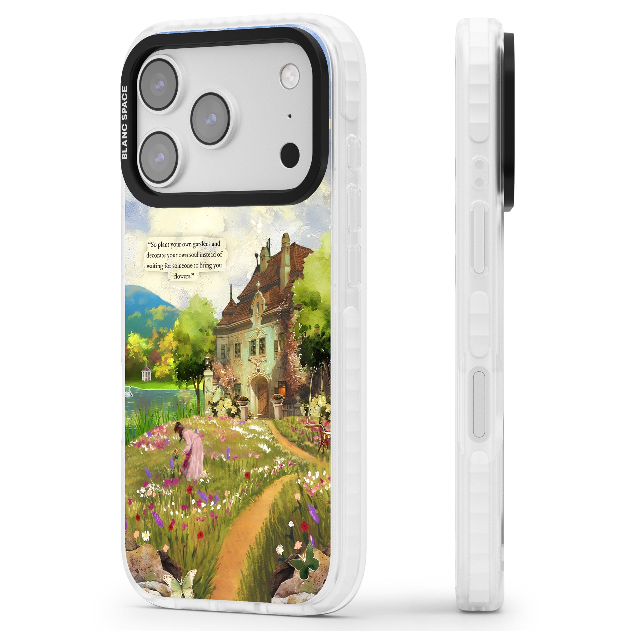Spring Cottage iPhone 17 Pro Impact Clear Phone Case Side Profile