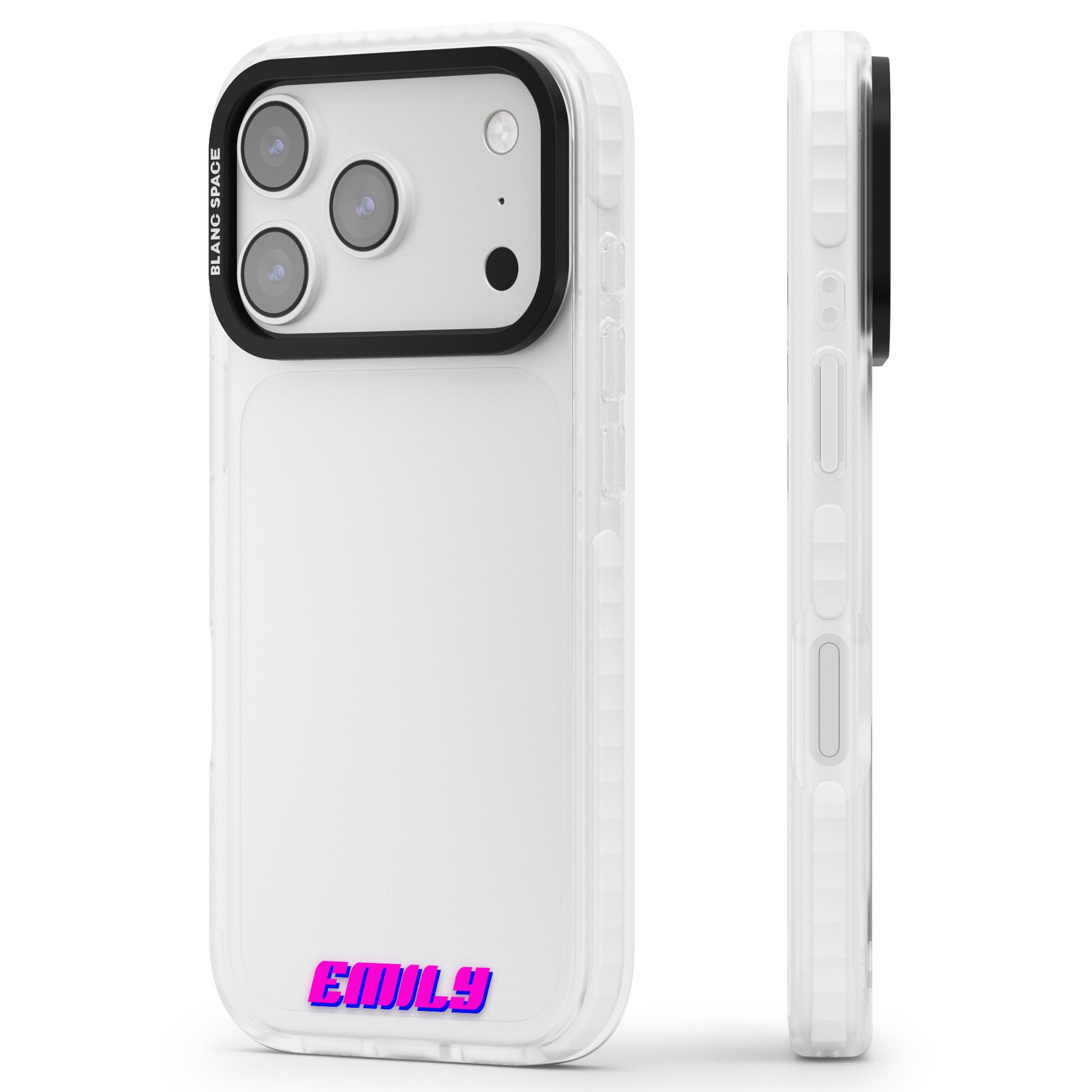 Personalised Cool Bottom Name iPhone 17 Pro Max Impact Clear Phone Case Side Profile