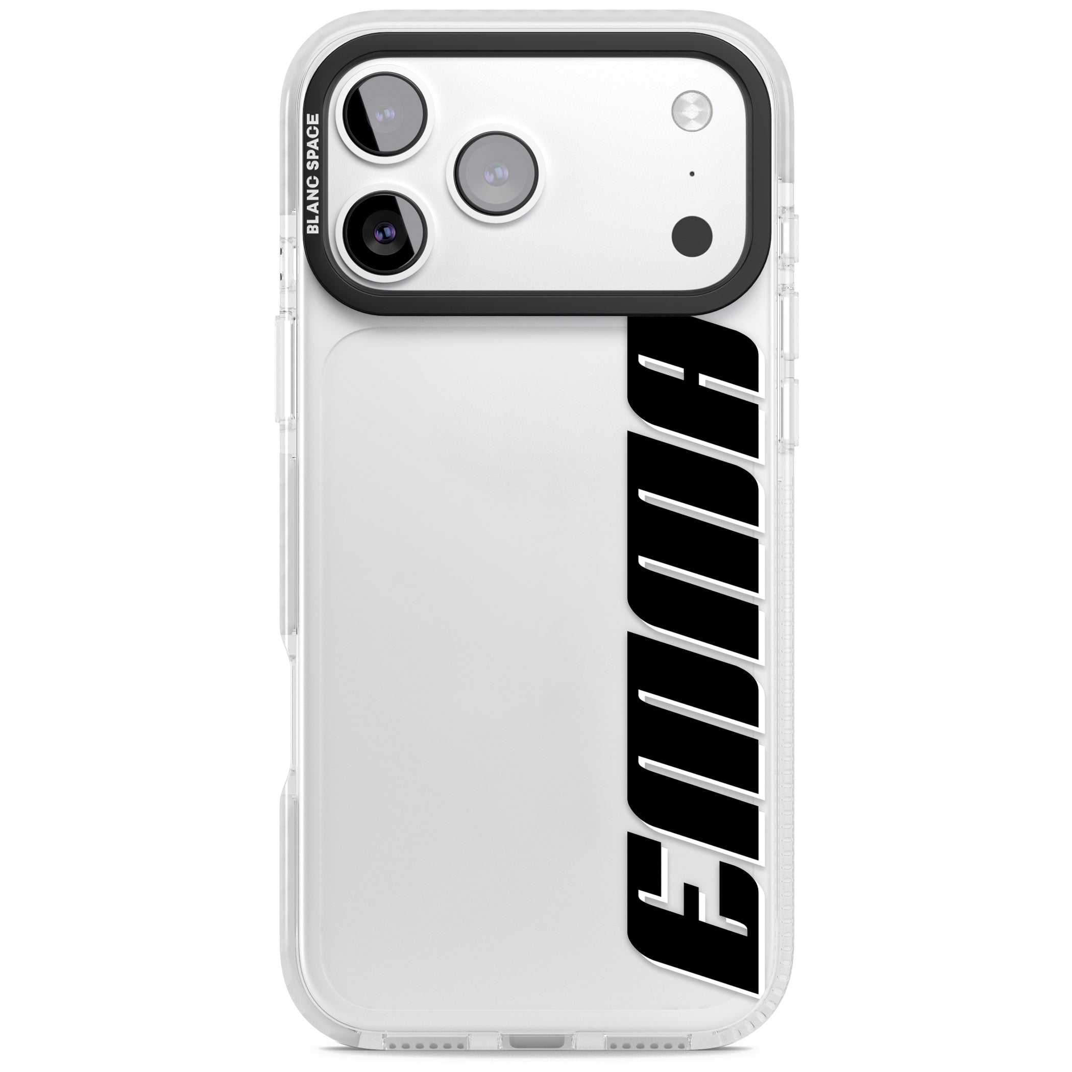 Personalised Vertical Bold Name iPhone 17 Pro Max Impact Clear Phone Case