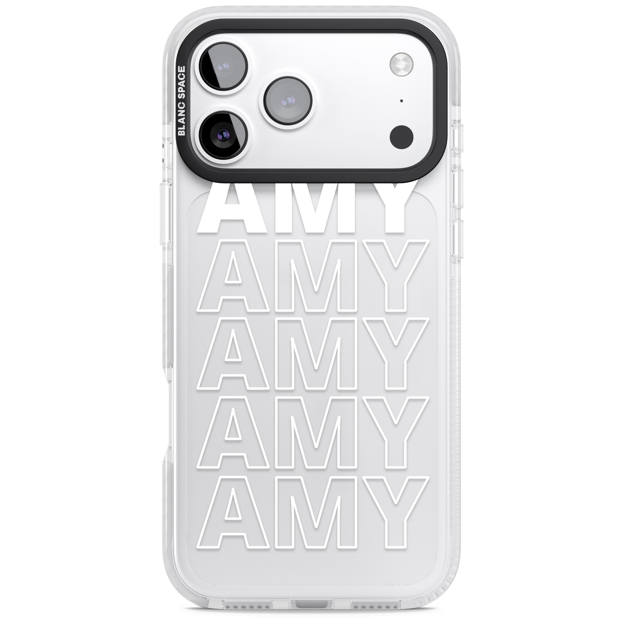 Personalised Bold Name Repeated iPhone 17 Pro Max Impact Clear Phone Case