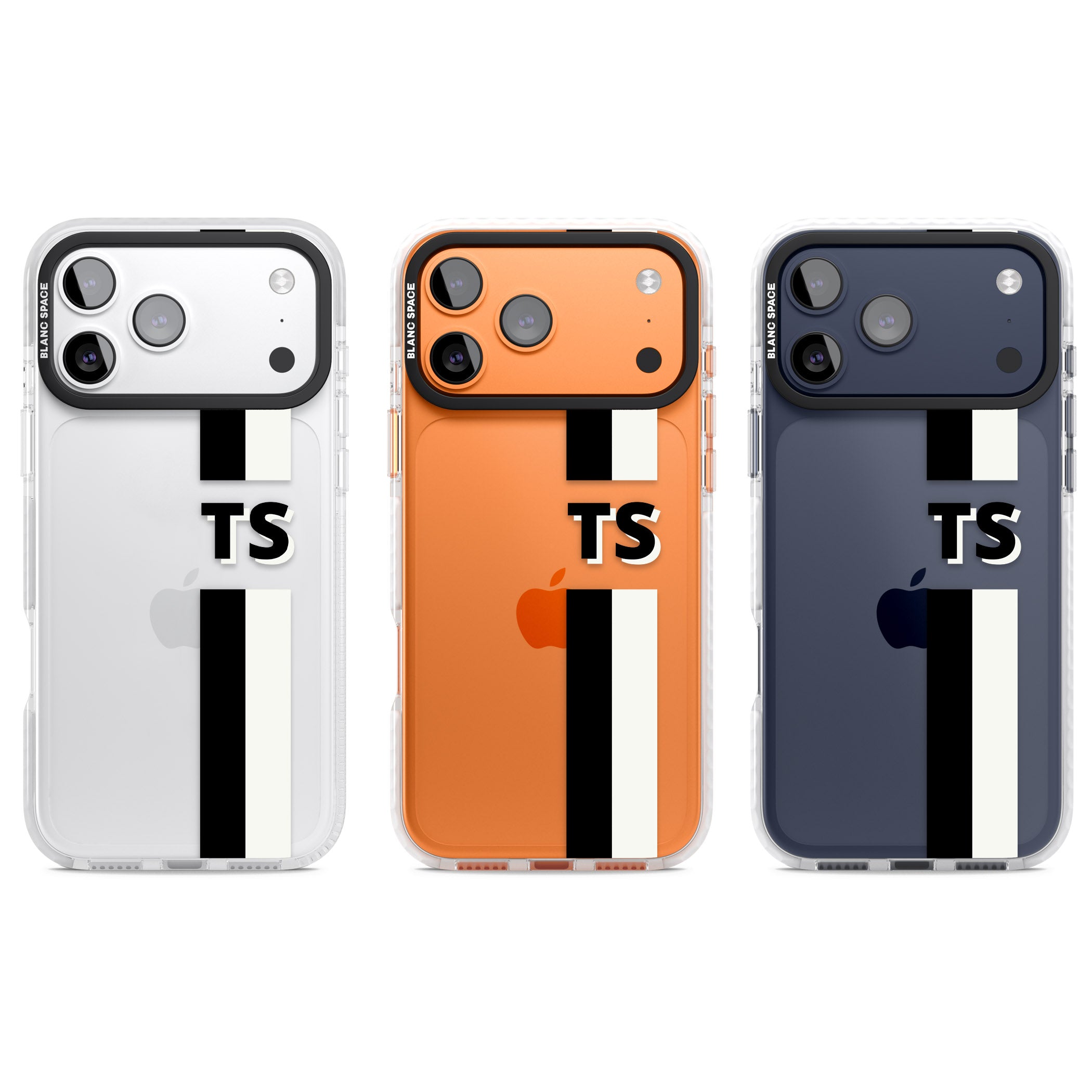 Personalised Black And White Stripe iPhone 17 Pro Impact Clear Phone Case APT Impact Protection