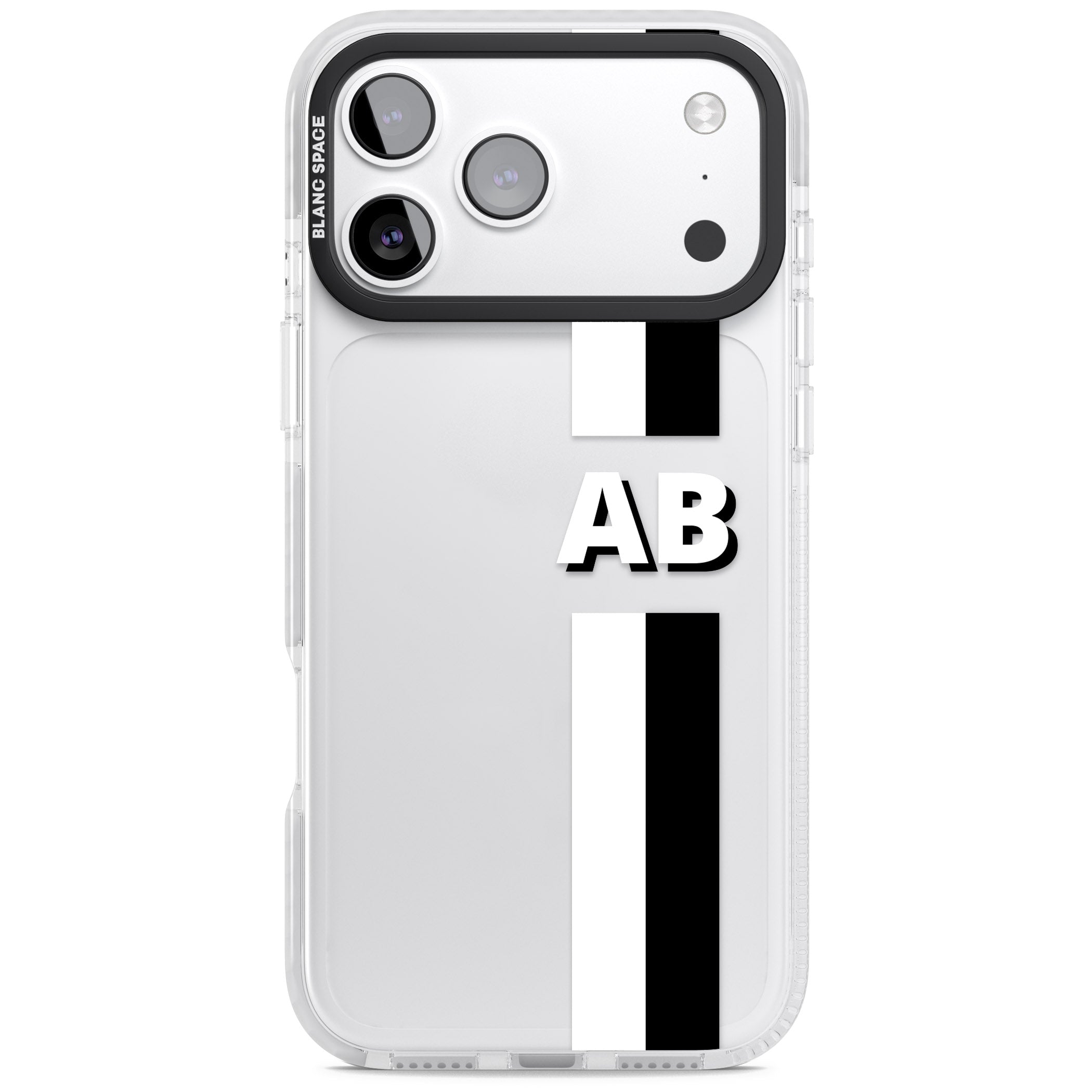 Personalised Bold Two Stripe Name iPhone 17 Pro Max Impact Clear Phone Case