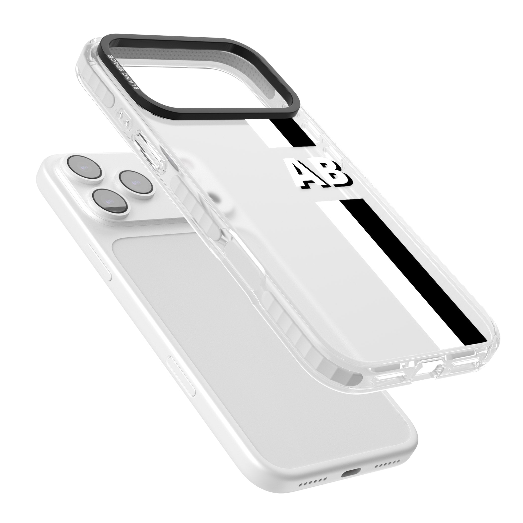 Personalised Bold Two Stripe Name iPhone 17 Pro Impact Clear Phone Case Colours