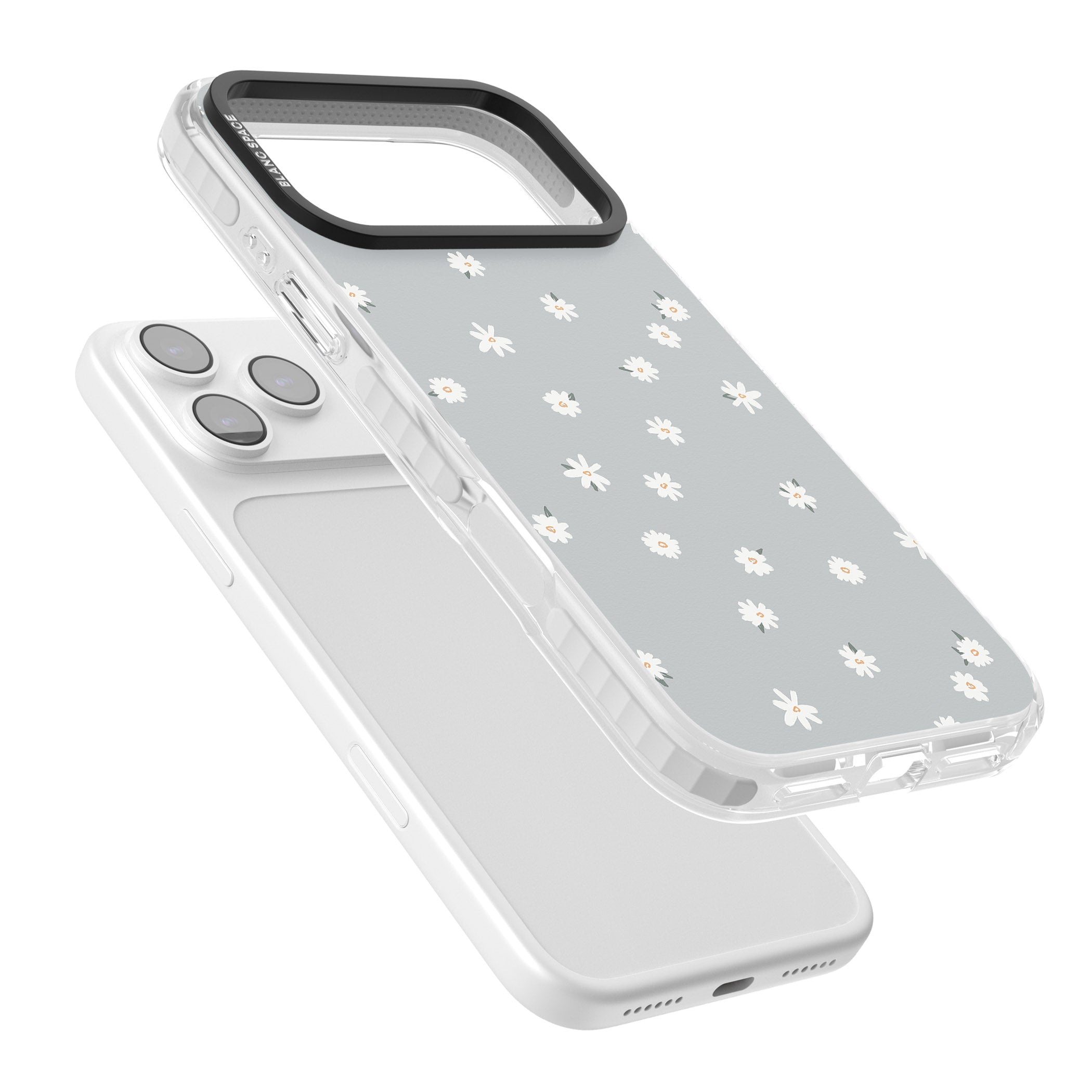 Painted Daisy Blue Grey iPhone 17 Pro Impact Clear Phone Case Colours