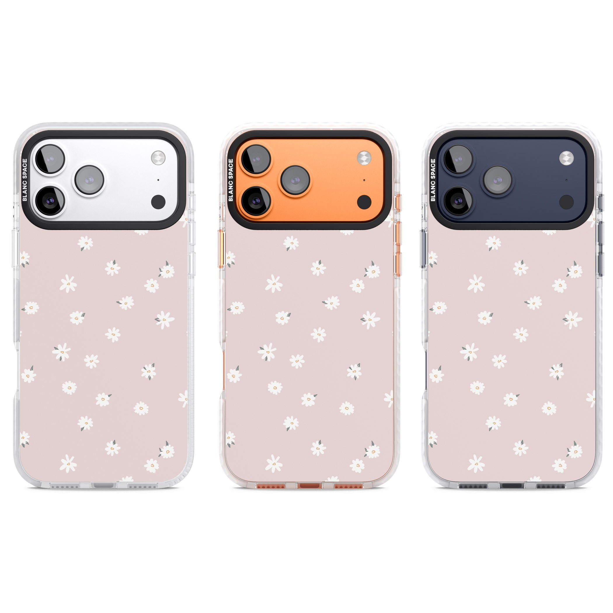 Painted Daises On Pink iPhone 17 Pro Impact Clear Phone Case APT Impact Protection