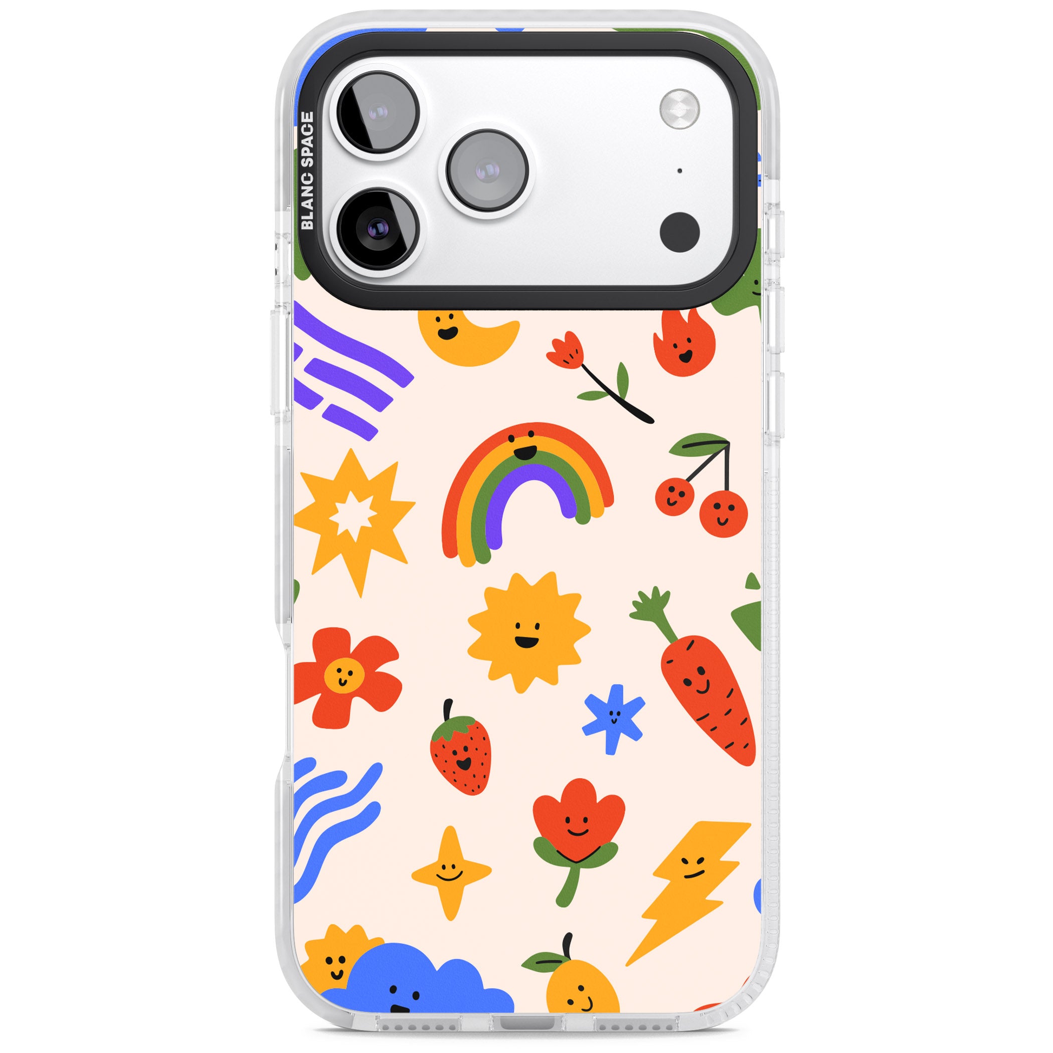 Playful Kawaii Icons iPhone 17 Pro Impact Clear Phone Case