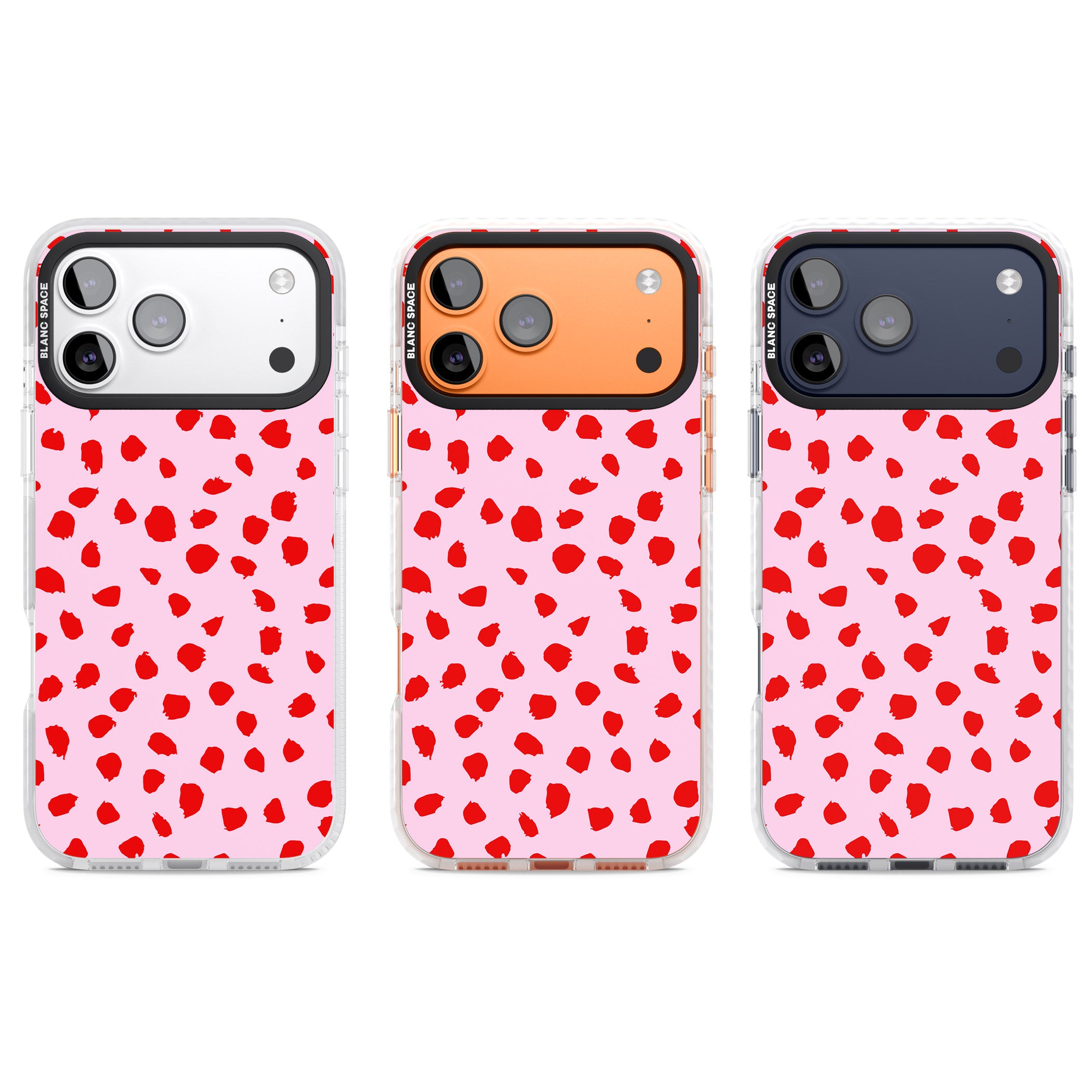 Red Polka Dot iPhone 17 Pro Impact Clear Phone Case APT Impact Protection