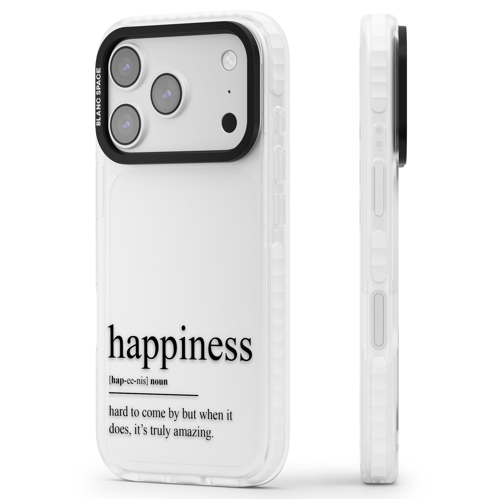 Happiness iPhone 17 Pro Impact Clear Phone Case Side Profile